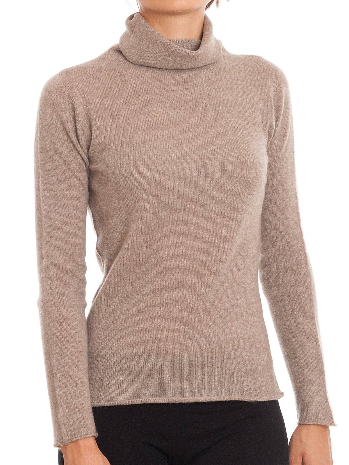 Women's 100% cashmere turtleneck, colour Mink, view 2 | Dalle Piane Cashmere