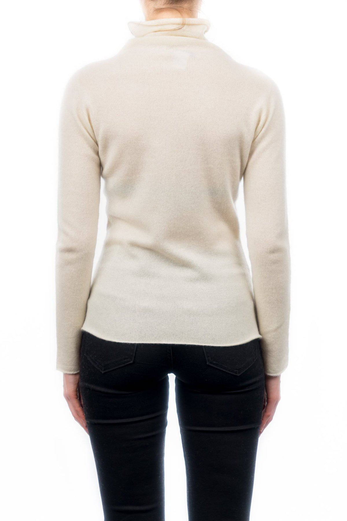 Women's 100% cashmere turtleneck, colour Cream, view 3 | Dalle Piane Cashmere