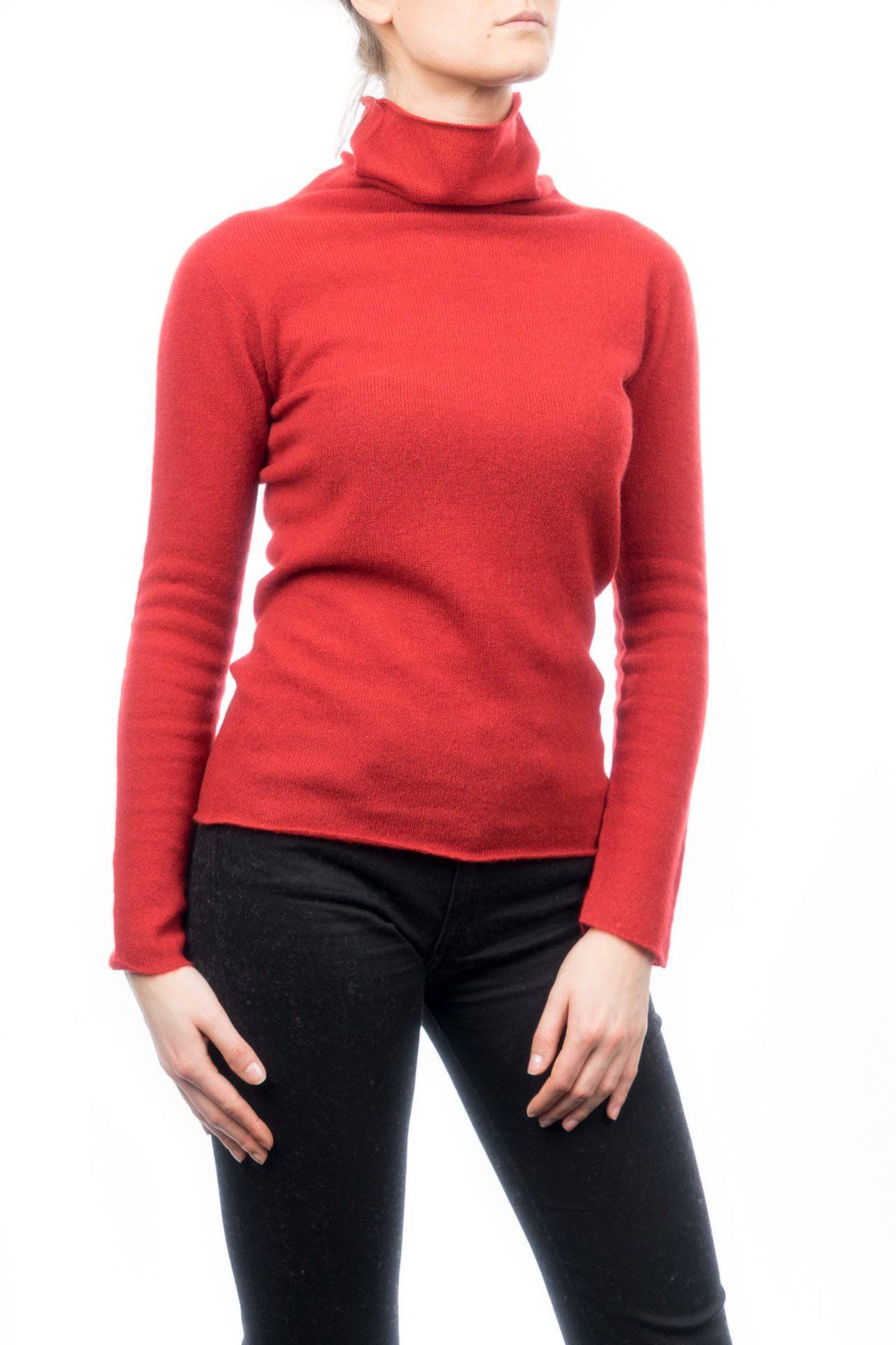 Women's 100% cashmere turtleneck, colour Red, view 2 | Dalle Piane Cashmere