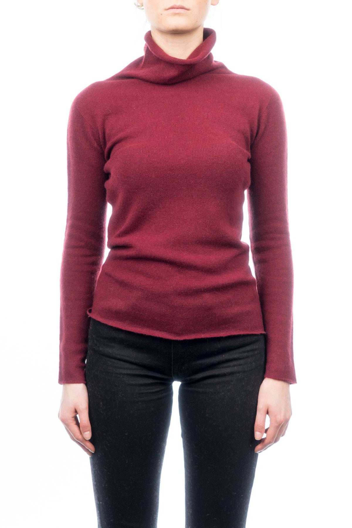 Women's 100% cashmere turtleneck, colour Bordeaux | Dalle Piane Cashmere
