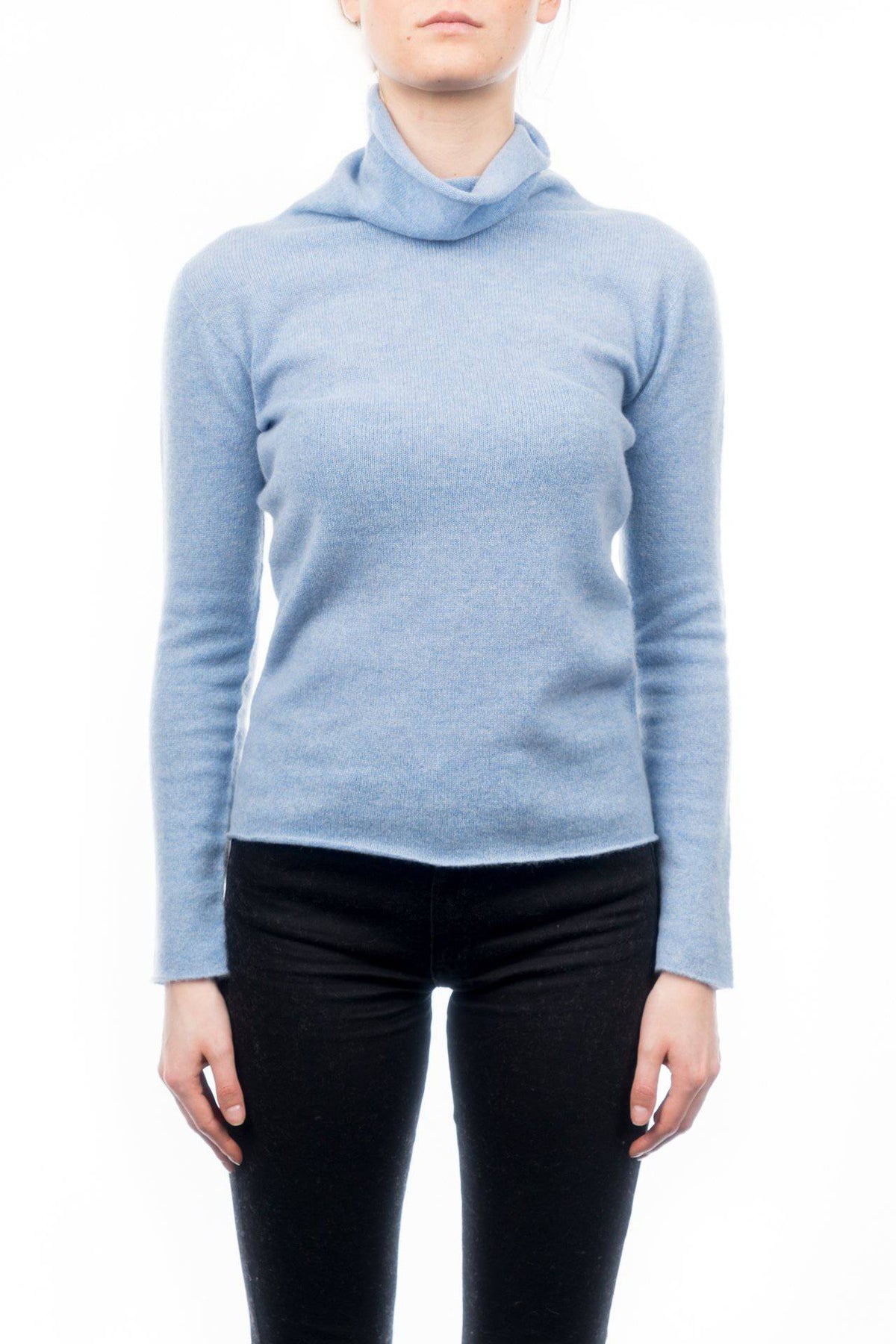 Women's 100% cashmere turtleneck, colour Sky | Dalle Piane Cashmere