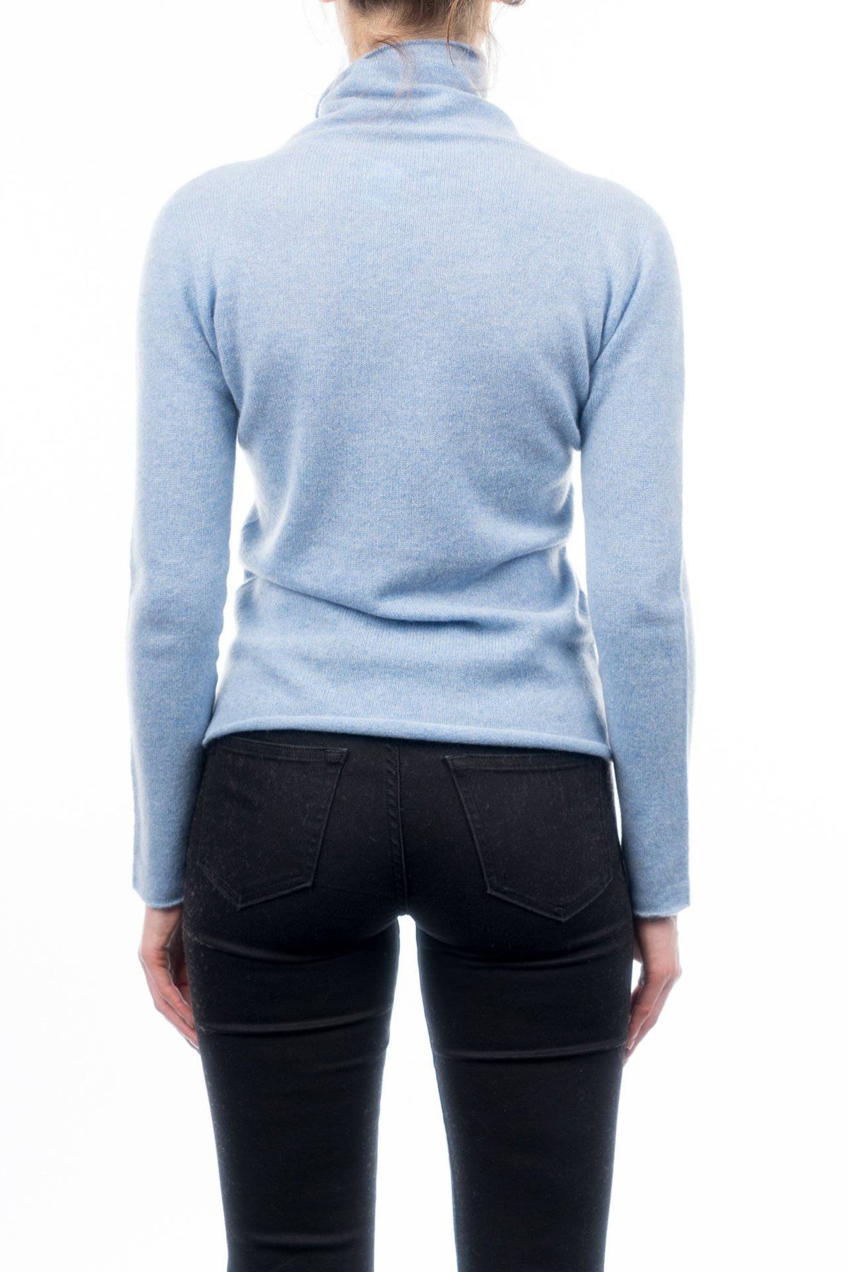 Women's 100% cashmere turtleneck, colour Sky, view 3 | Dalle Piane Cashmere