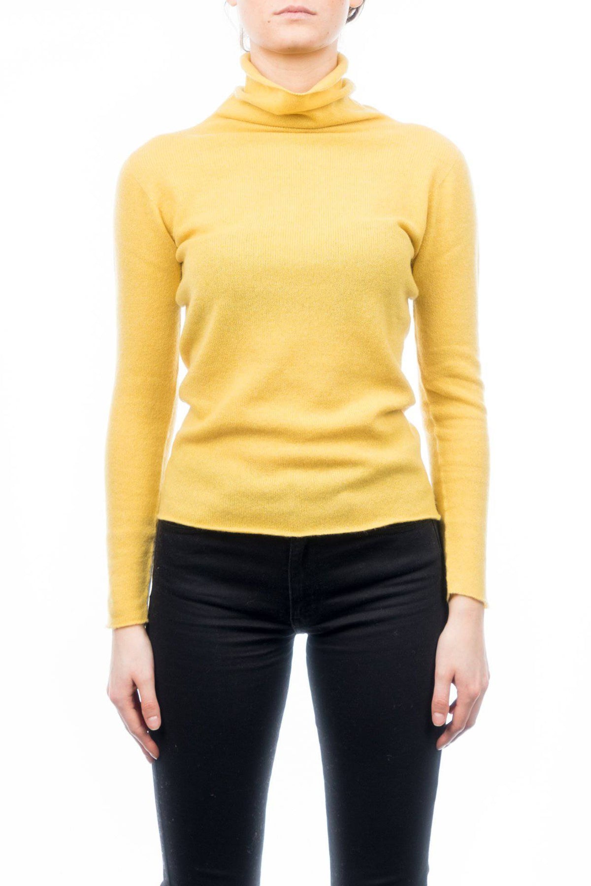 Women's 100% cashmere turtleneck, colour Yellow | Dalle Piane Cashmere