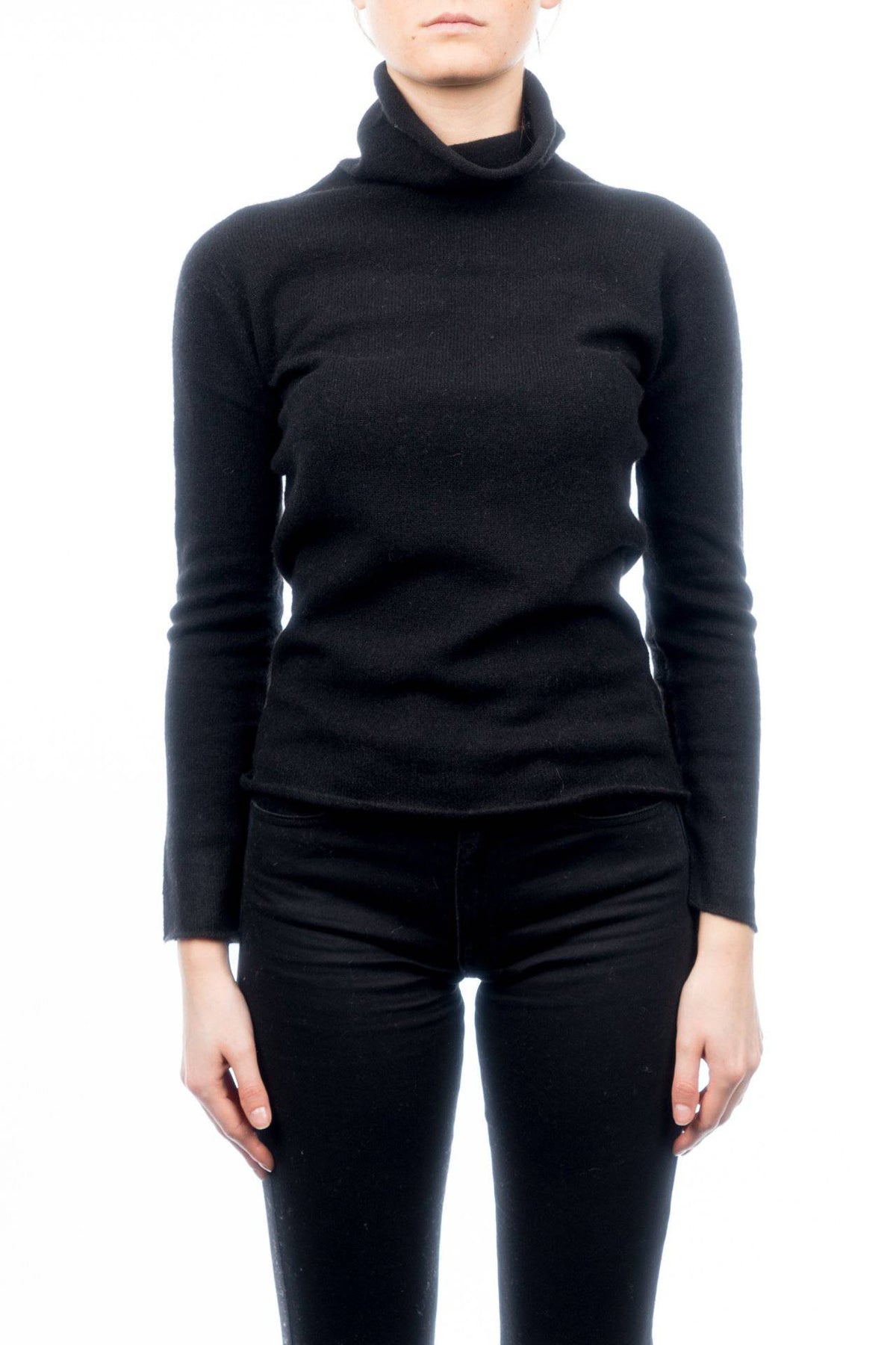 Women's 100% cashmere turtleneck, colour Black | Dalle Piane Cashmere