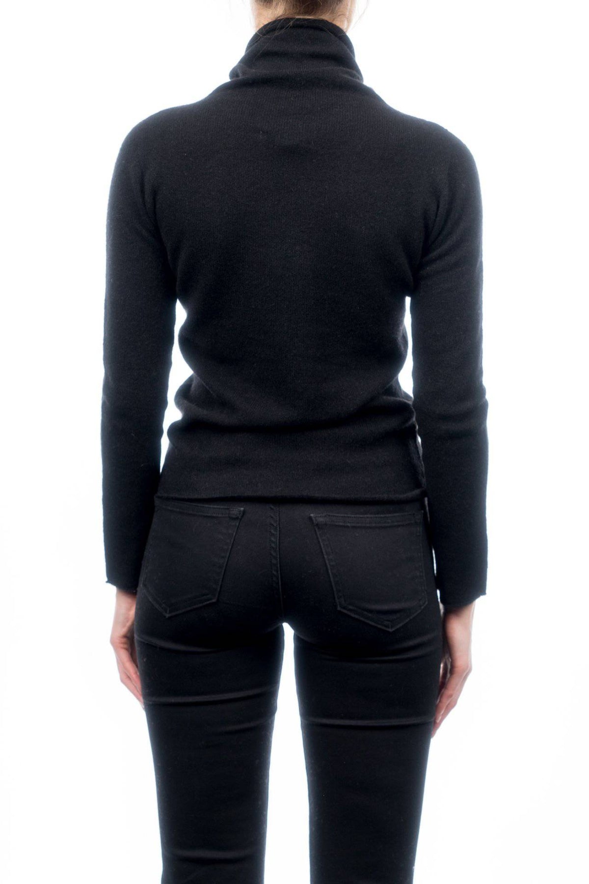 Women's 100% cashmere turtleneck, colour Black, view 3 | Dalle Piane Cashmere