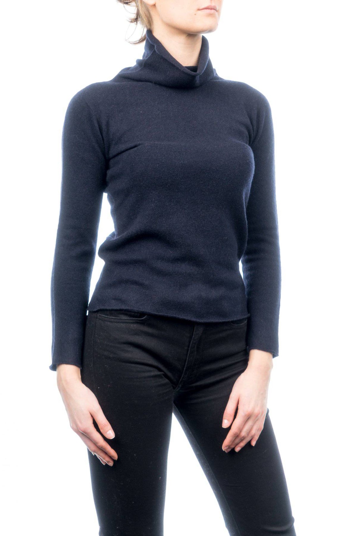 Women's 100% cashmere turtleneck, colour Blue, view 2 | Dalle Piane Cashmere