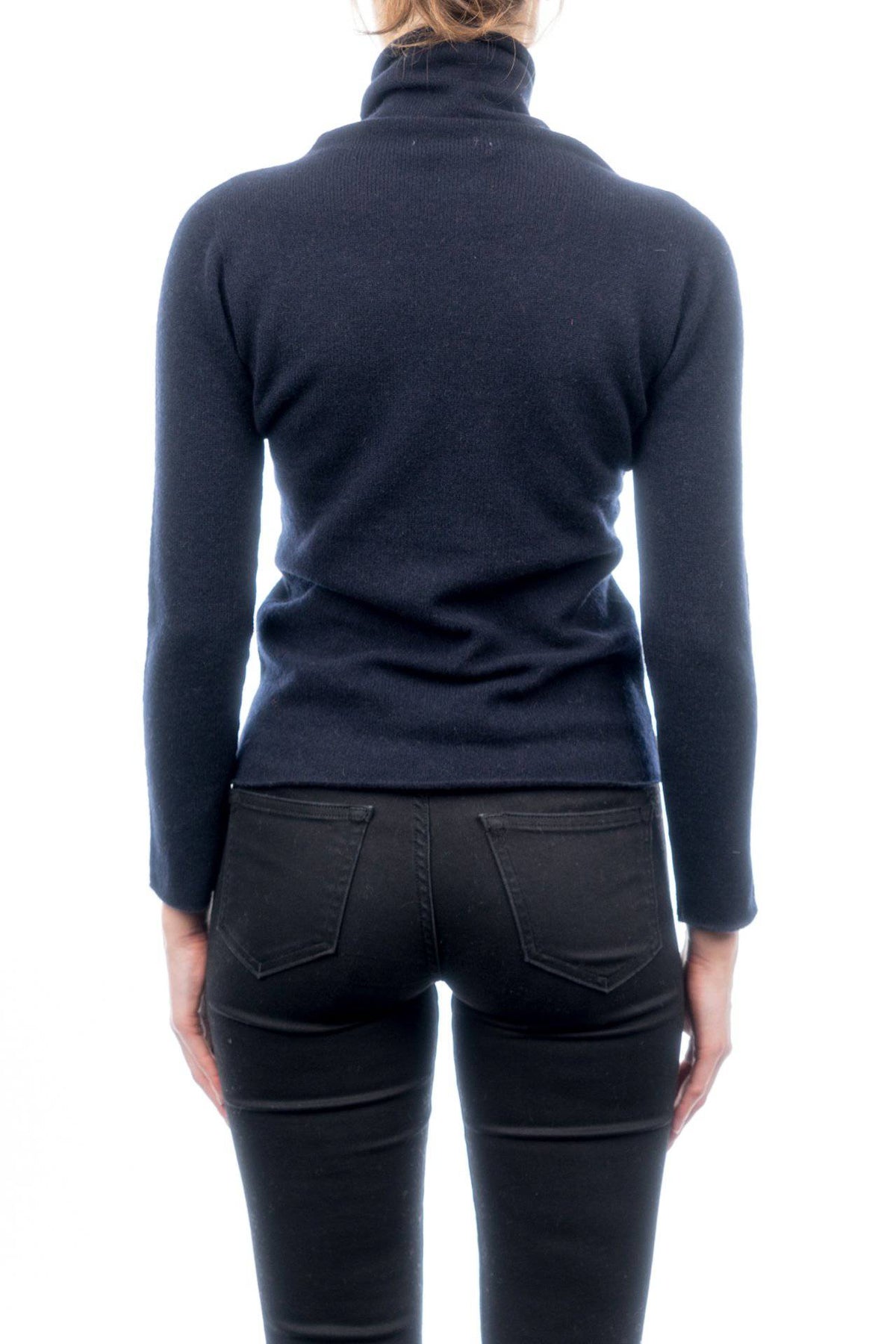 Women's 100% cashmere turtleneck, colour Blue, view 3 | Dalle Piane Cashmere