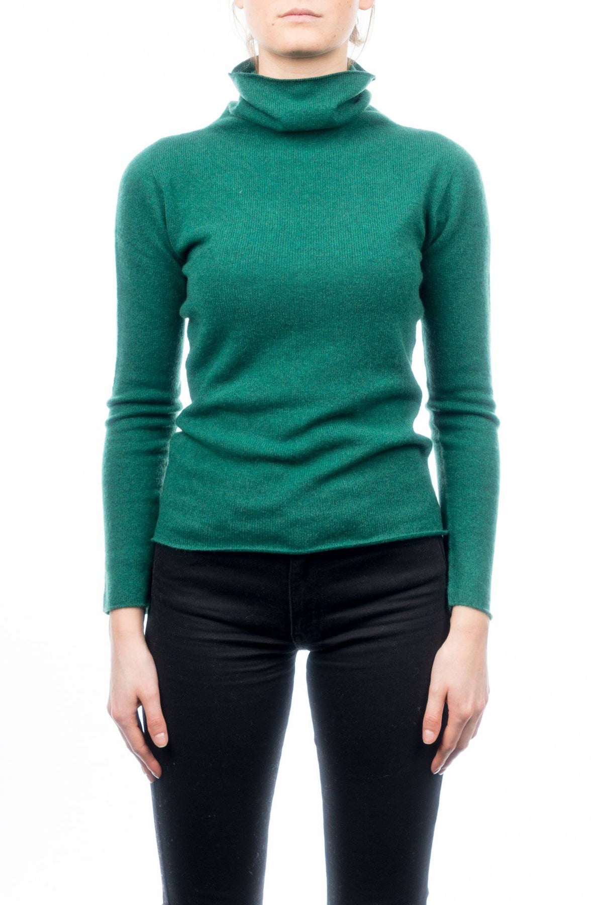 Women's 100% cashmere turtleneck, colour Green | Dalle Piane Cashmere