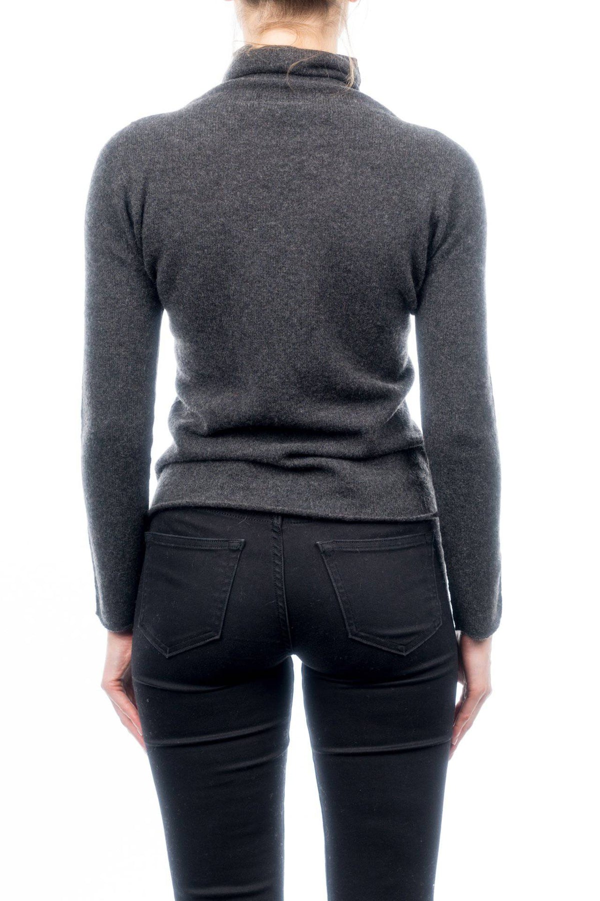 Women's 100% cashmere turtleneck, colour Anthracite, view 3 | Dalle Piane Cashmere