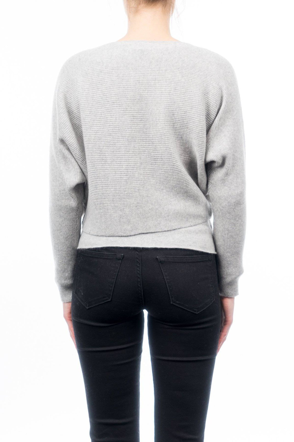 Women's 100% cashmere cropped cardigan, colour Grey, view 3 | Dalle Piane Cashmere