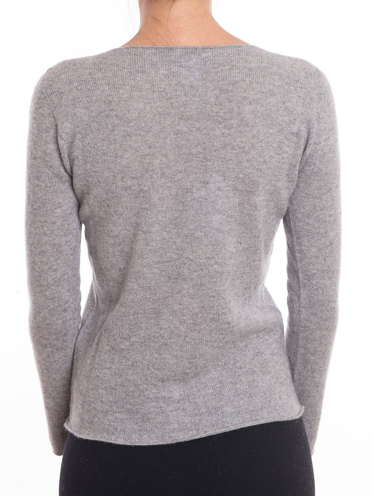 Women's 100% cashmere V-neck, colour Grey, view 4 | Dalle Piane Cashmere