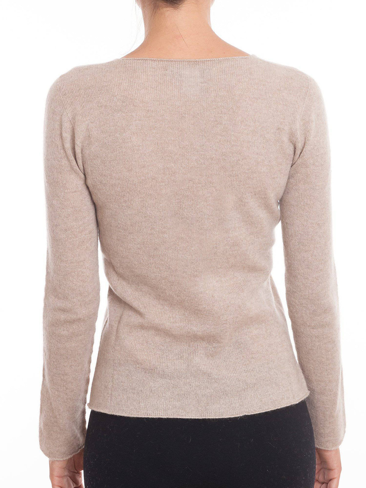 Women's 100% cashmere V-neck, colour Beige, view 4 | Dalle Piane Cashmere