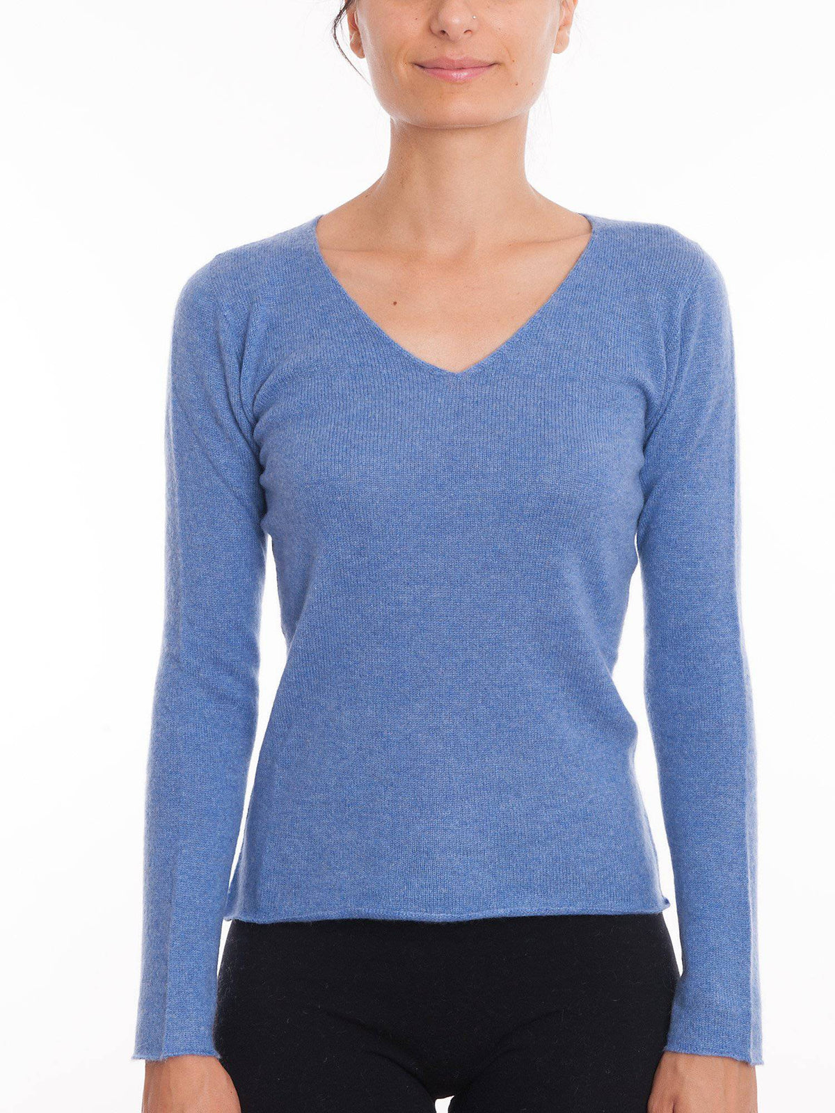 Women's 100% cashmere V-neck, colour Cream, view 4 | Dalle Piane Cashmere