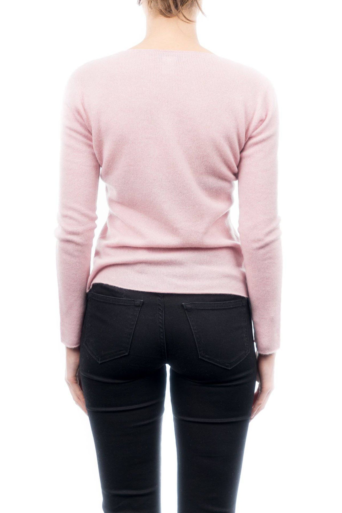 Women's 100% cashmere V-neck, colour Pink, view 2 | Dalle Piane Cashmere