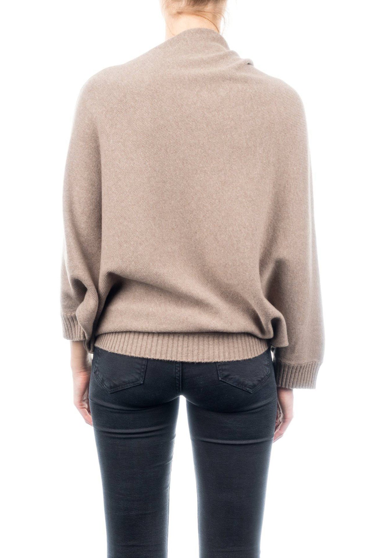 Cashmere blend poncho with sleeves, colour Mink, view 3 | Dalle Piane Cashmere