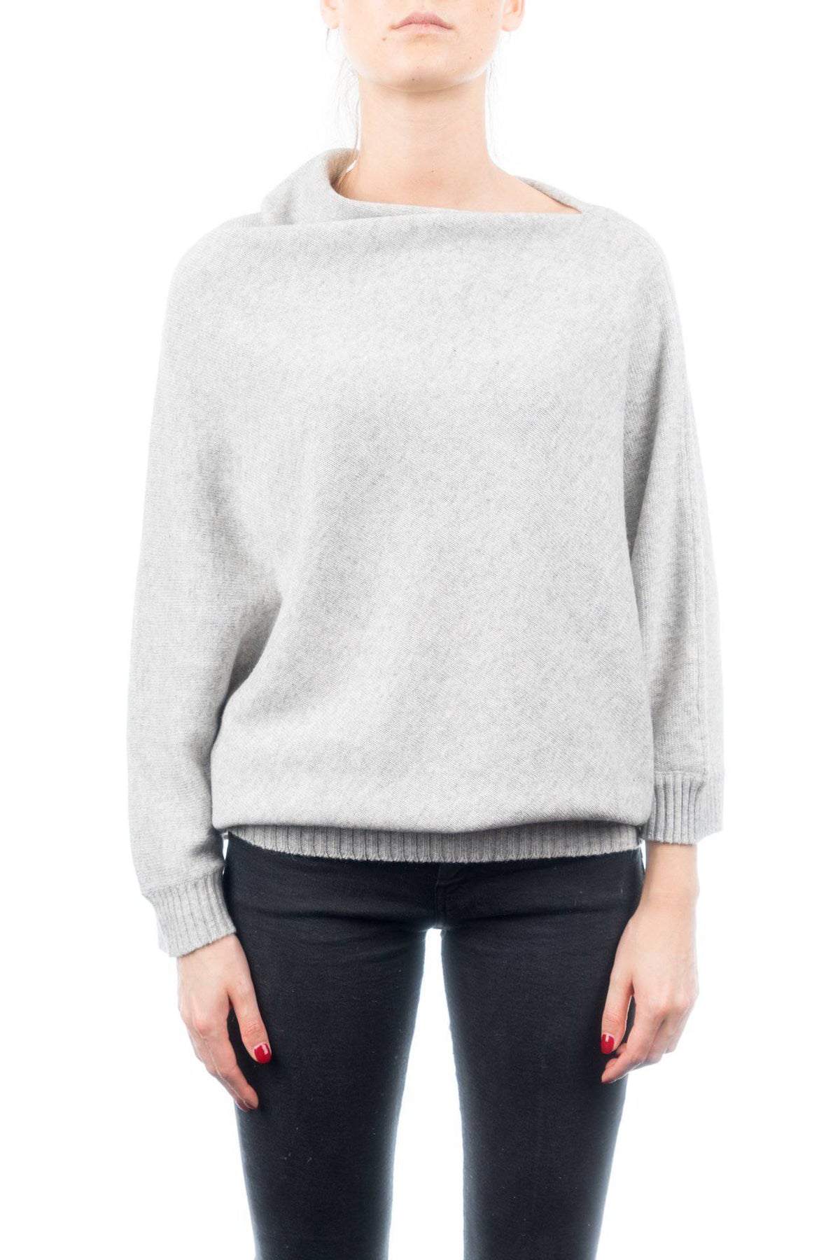 Cashmere blend poncho with sleeves, colour Grey | Dalle Piane Cashmere