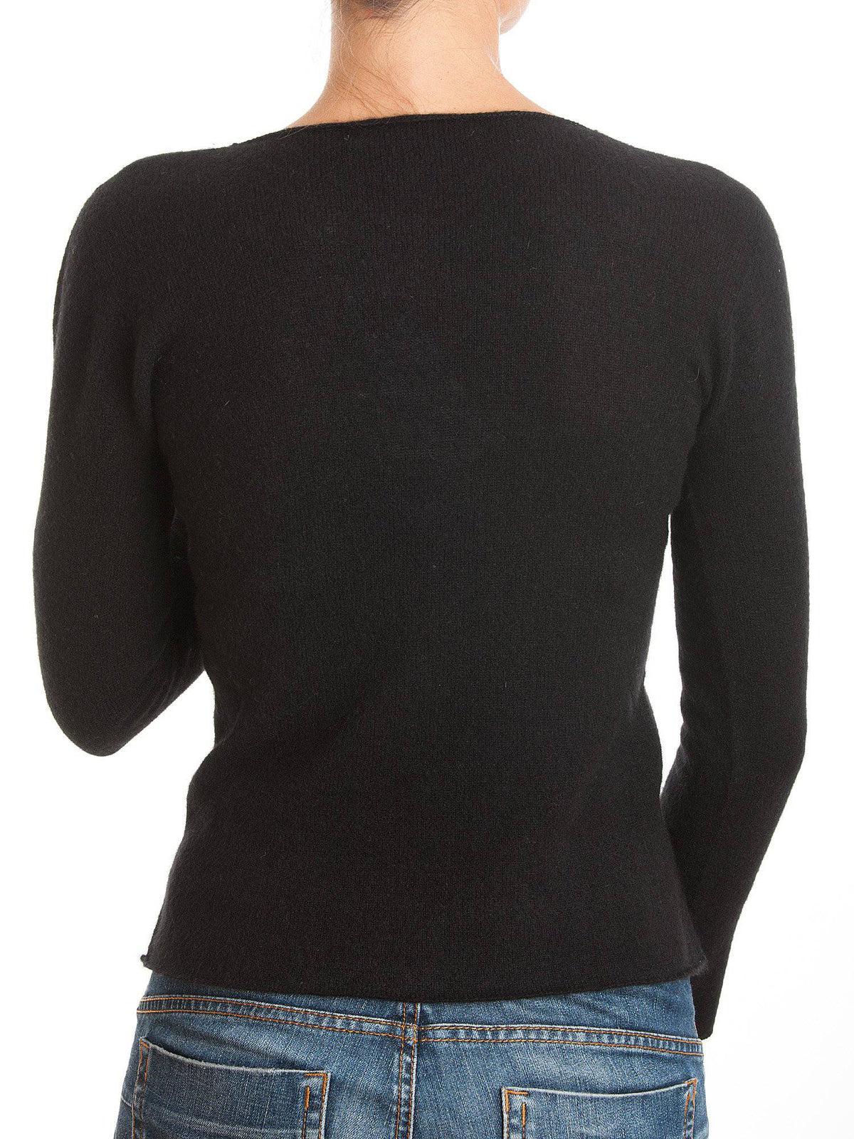 Women's 100% cashmere crewneck, colour Black, view 3 | Dalle Piane Cashmere
