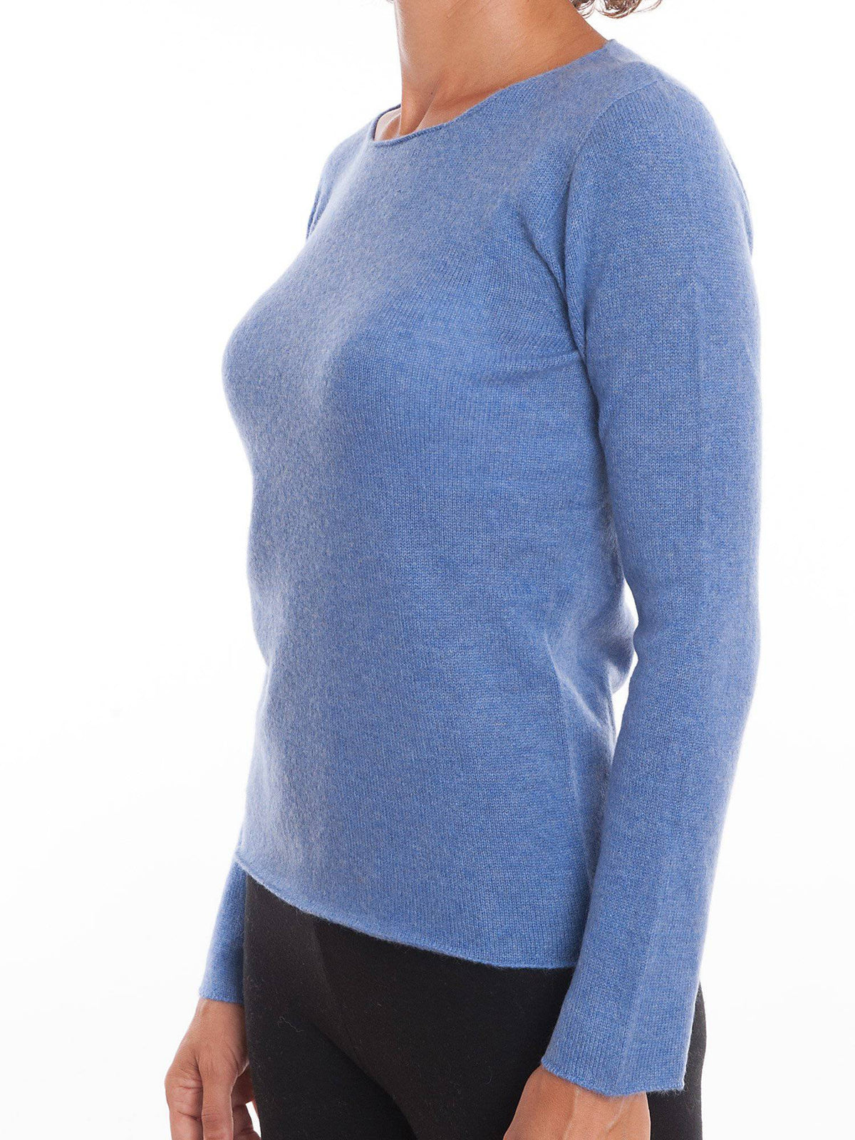 Women's 100% cashmere crewneck, colour Light Blue, view 2 | Dalle Piane Cashmere
