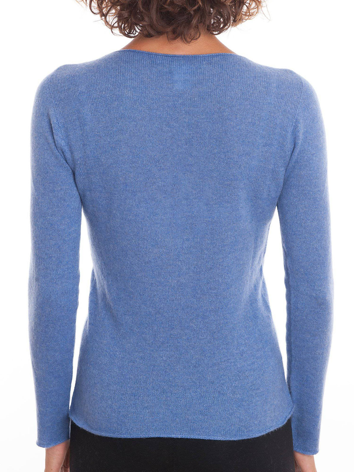 Women's 100% cashmere crewneck, colour Light Blue, view 3 | Dalle Piane Cashmere