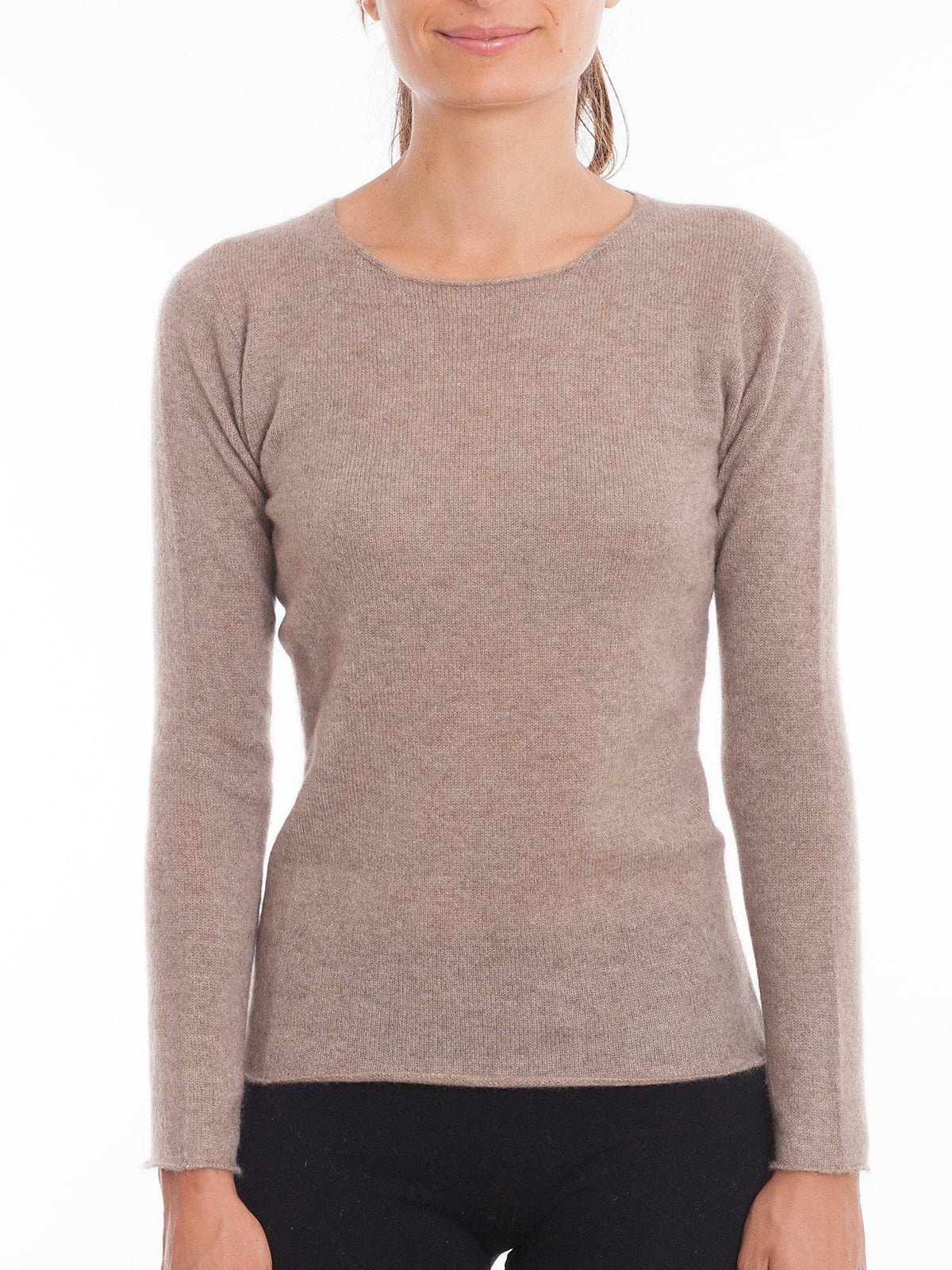Women's 100% cashmere crewneck, colour Mink | Dalle Piane Cashmere