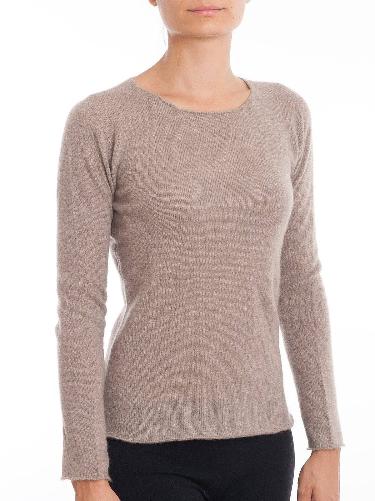 Women's 100% cashmere crewneck, colour Mink, view 2 | Dalle Piane Cashmere