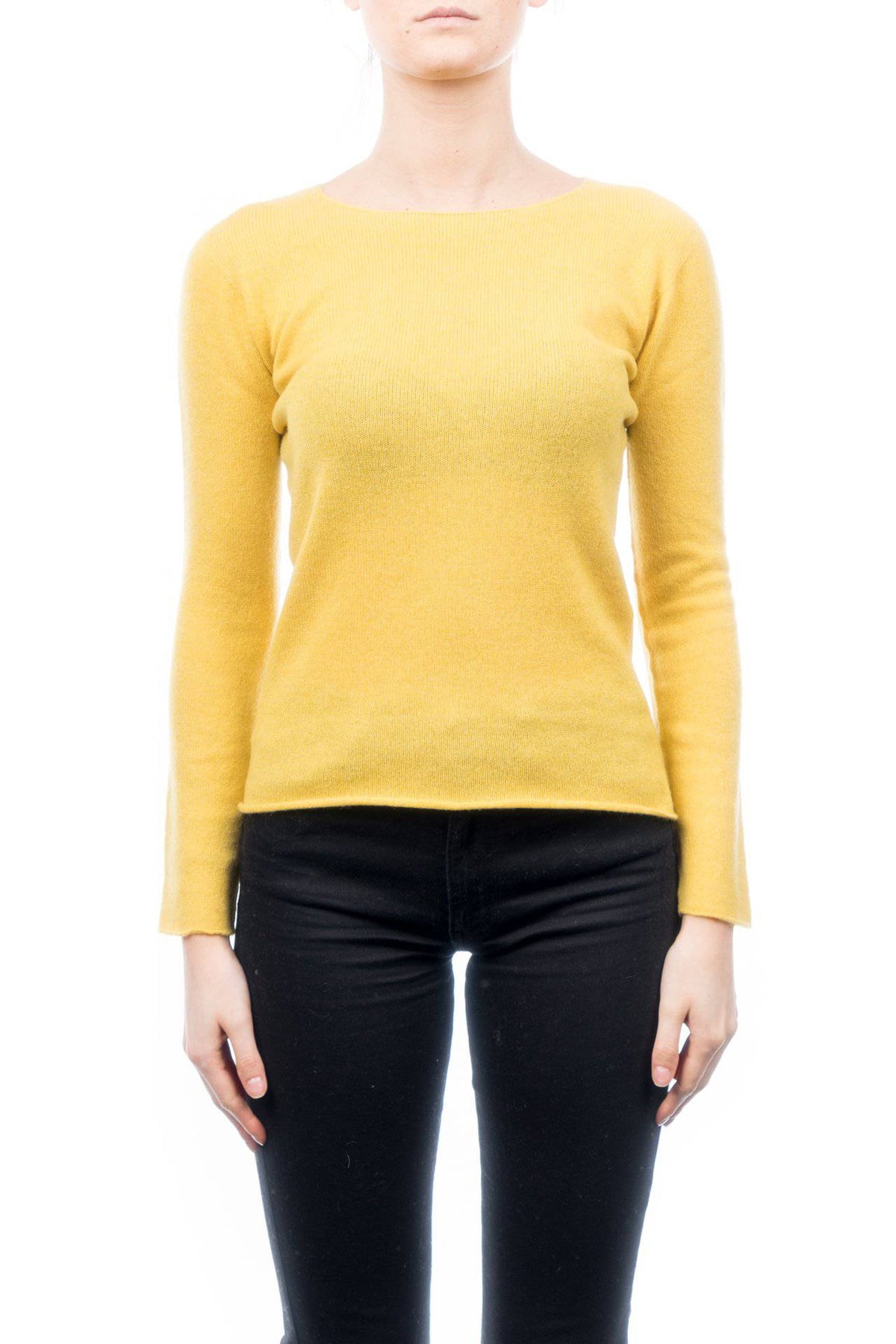 Women's 100% cashmere crewneck, colour Yellow | Dalle Piane Cashmere