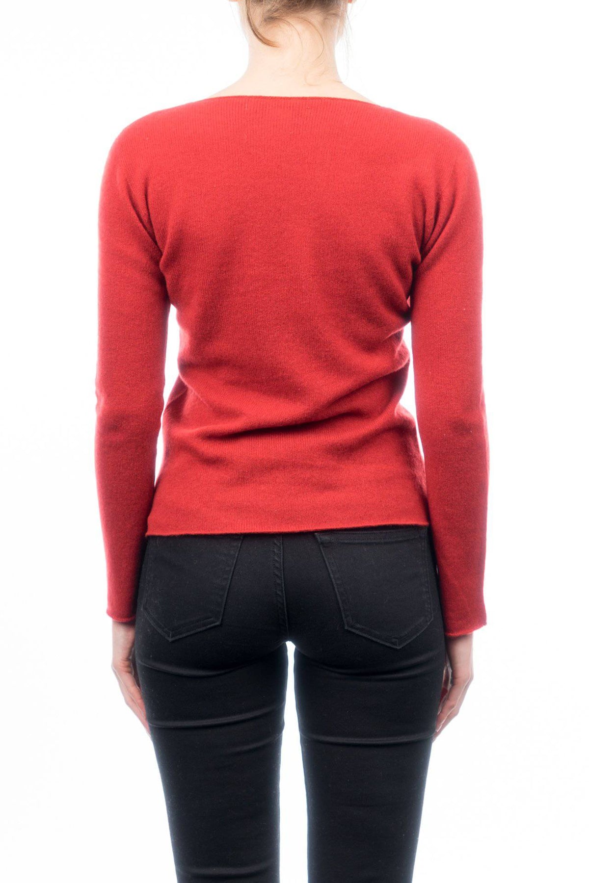 Women's 100% cashmere crewneck, colour Red, view 3 | Dalle Piane Cashmere