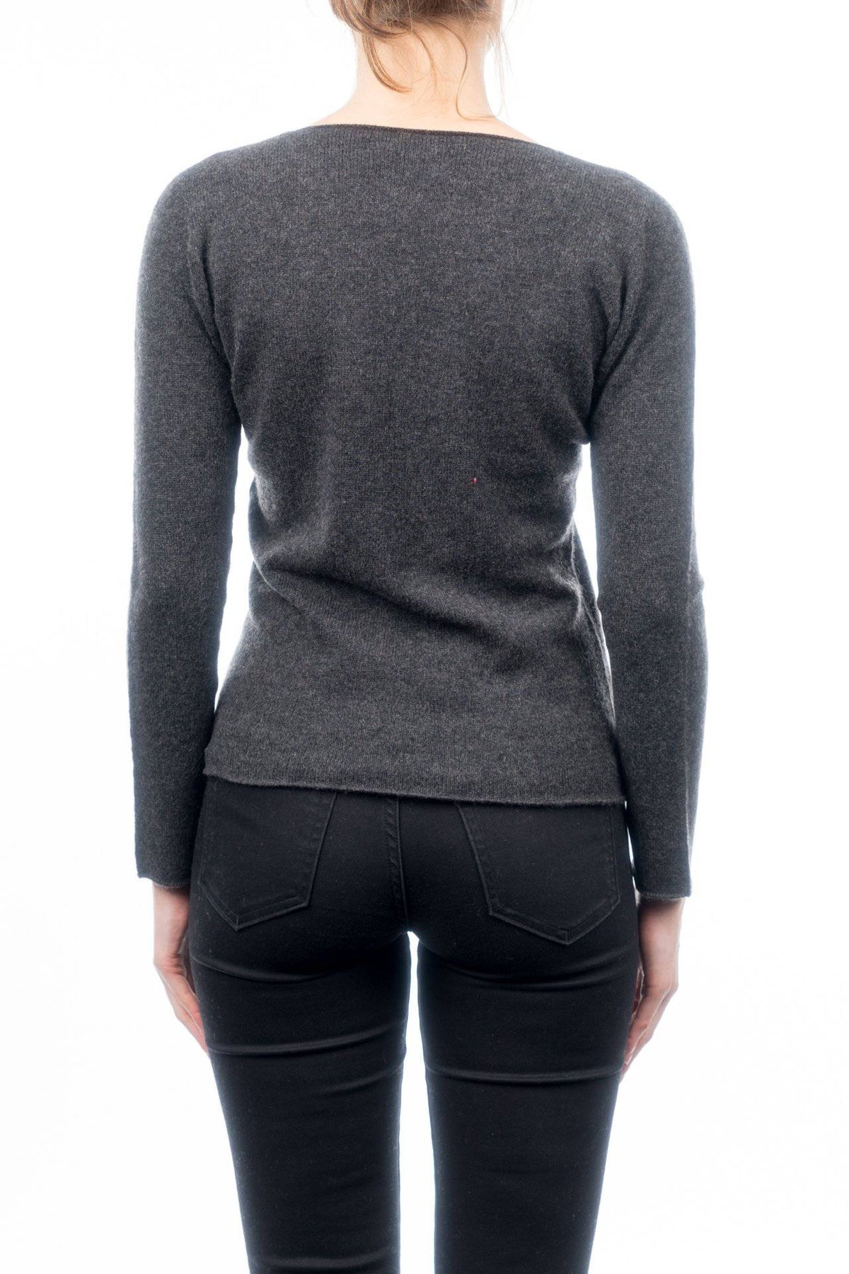 Women's 100% cashmere crewneck, colour Anthracite, view 3 | Dalle Piane Cashmere