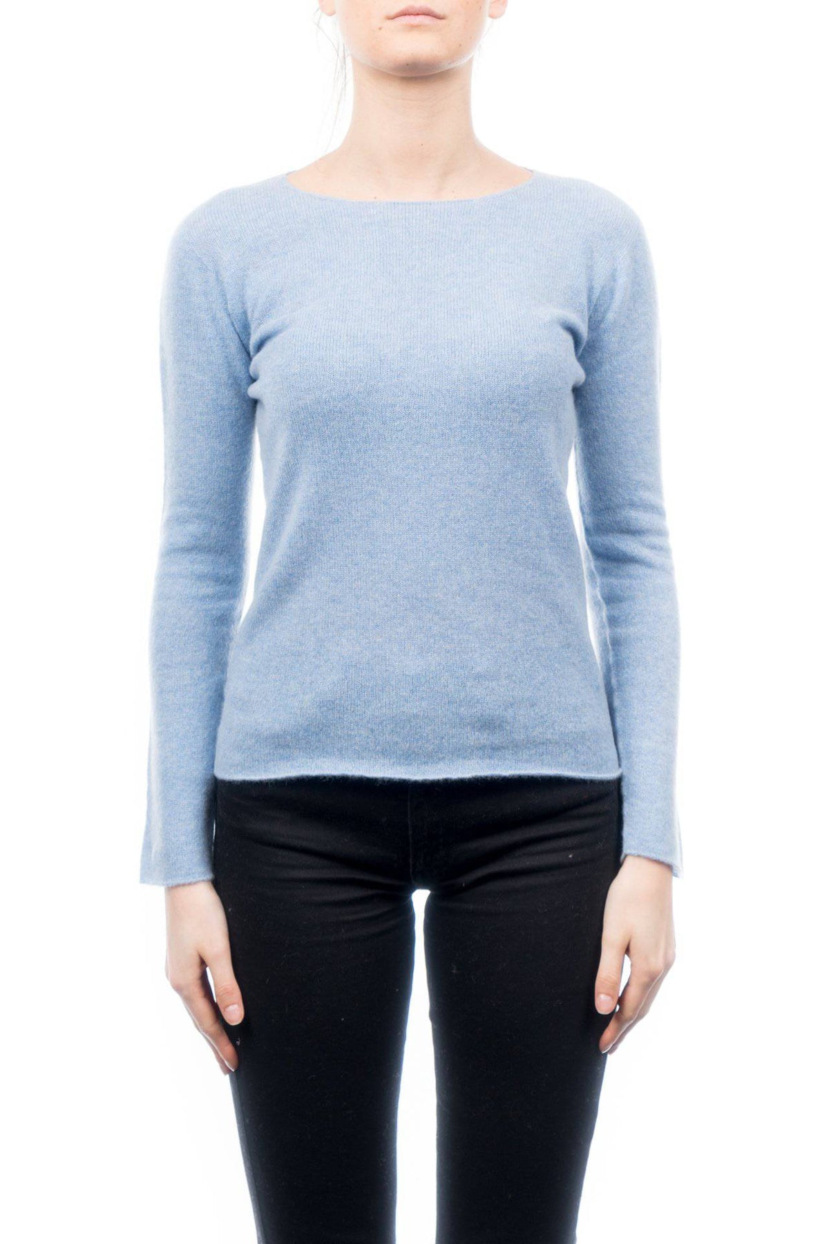 Women's 100% cashmere crewneck, colour Sky | Dalle Piane Cashmere