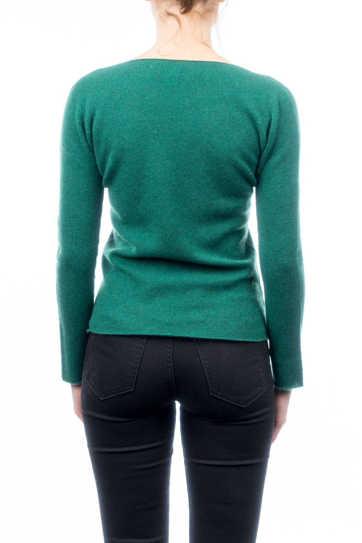 Women's 100% cashmere crewneck, colour Green, view 3 | Dalle Piane Cashmere