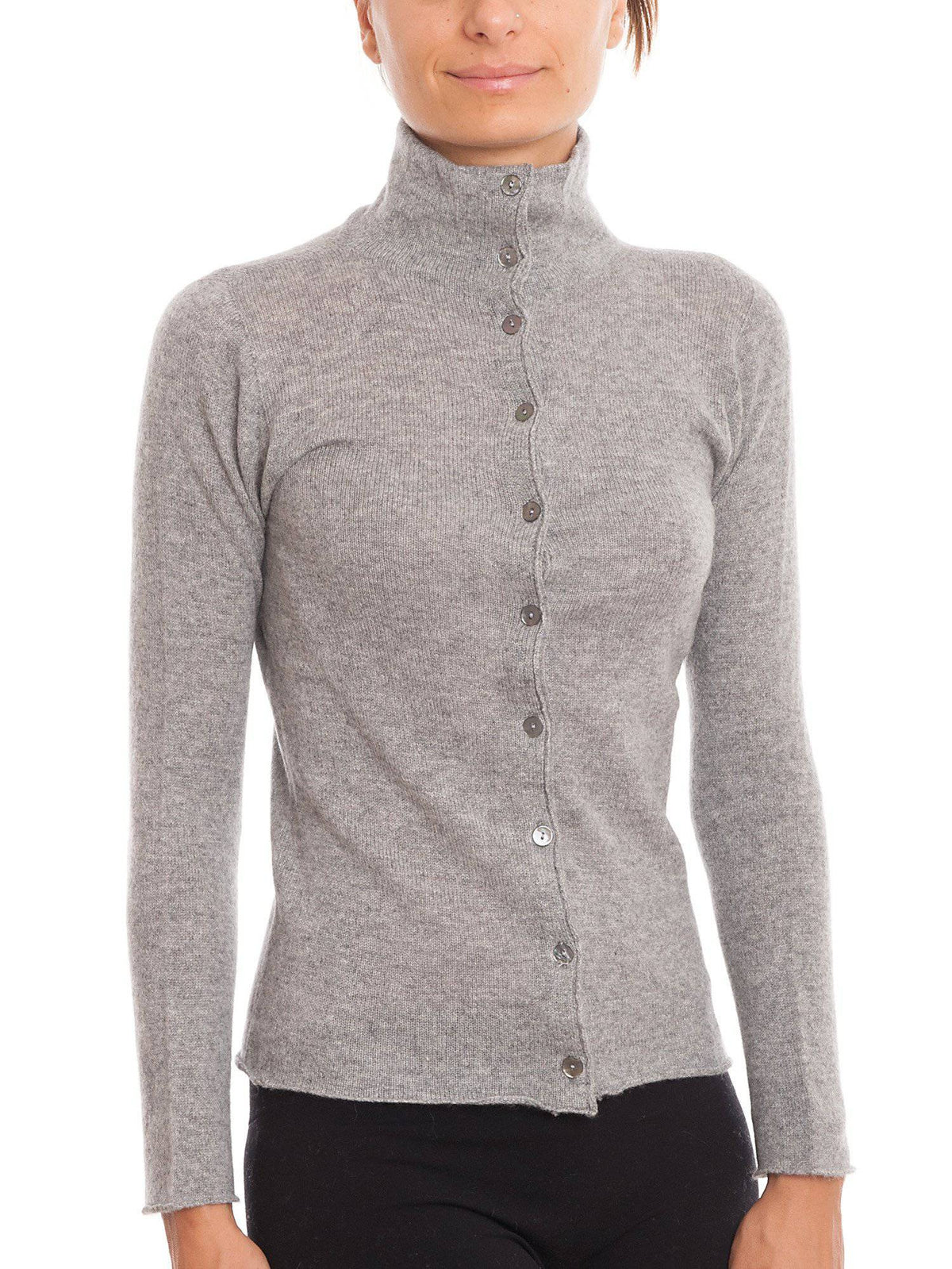 Women's 100% cashmere mock neck bomber, colour Grey | Dalle Piane Cashmere