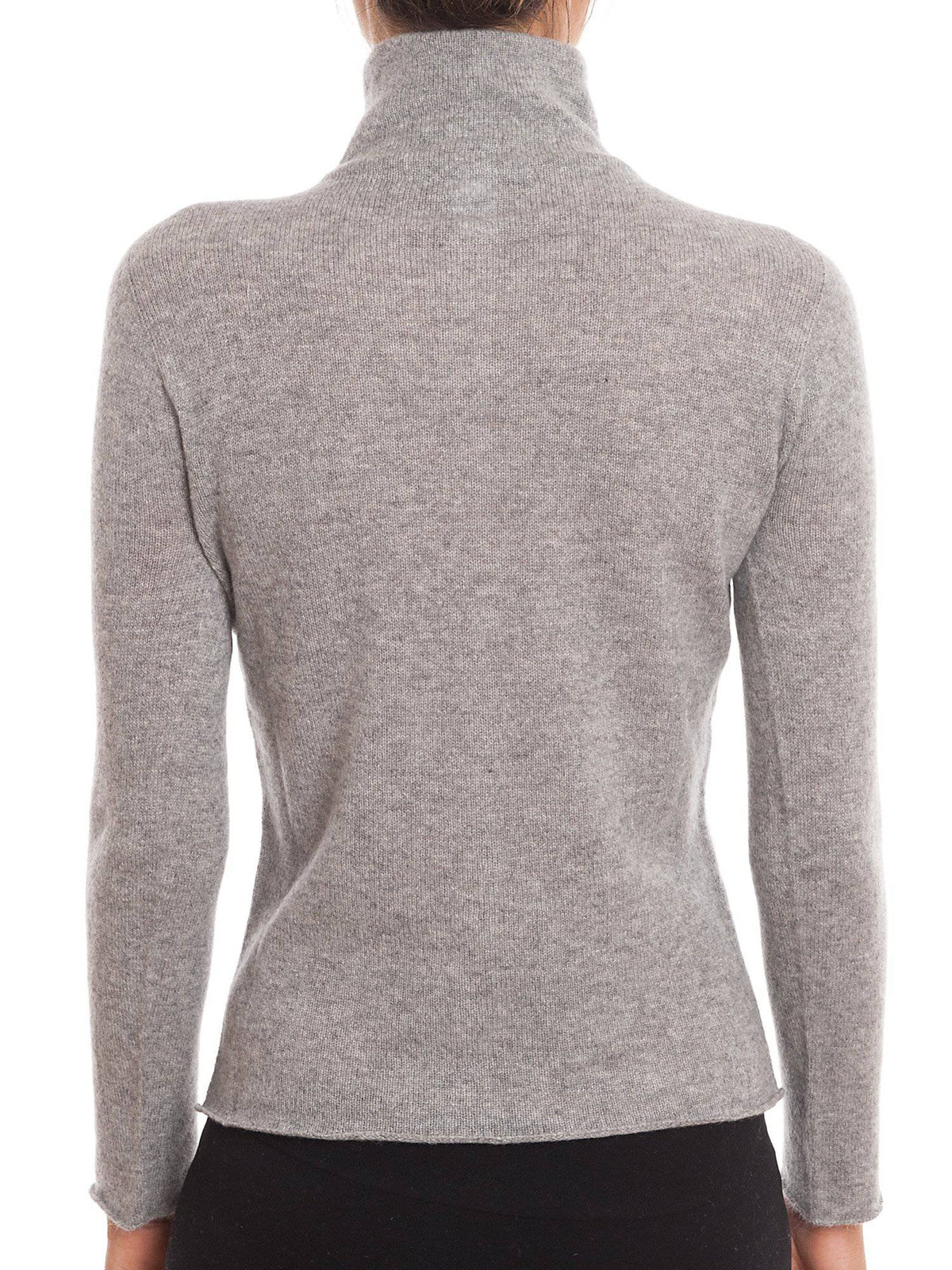 Women's 100% cashmere mock neck bomber, colour Grey, view 3 | Dalle Piane Cashmere