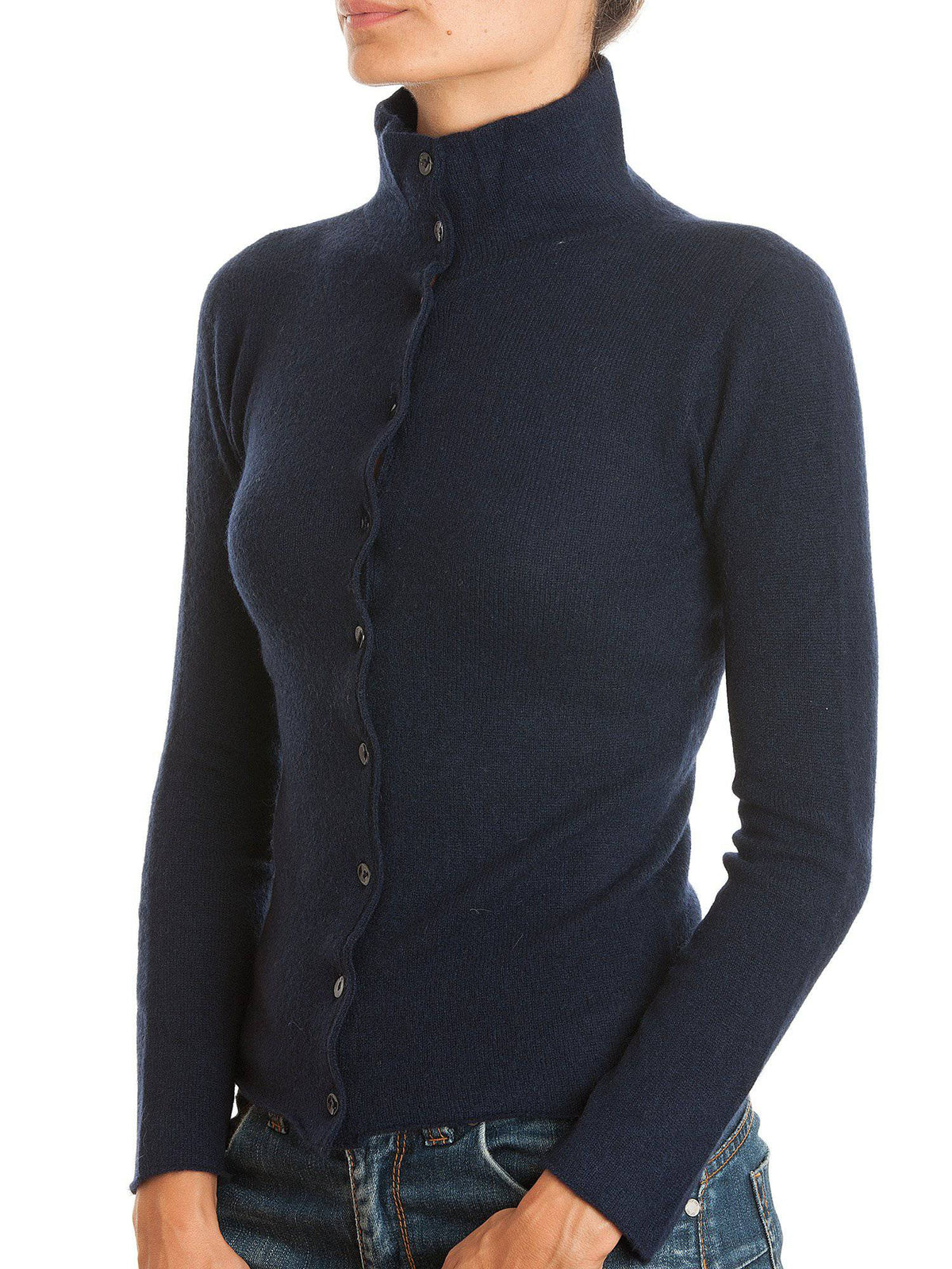 Women's 100% cashmere mock neck bomber, colour Grey, view 4 | Dalle Piane Cashmere