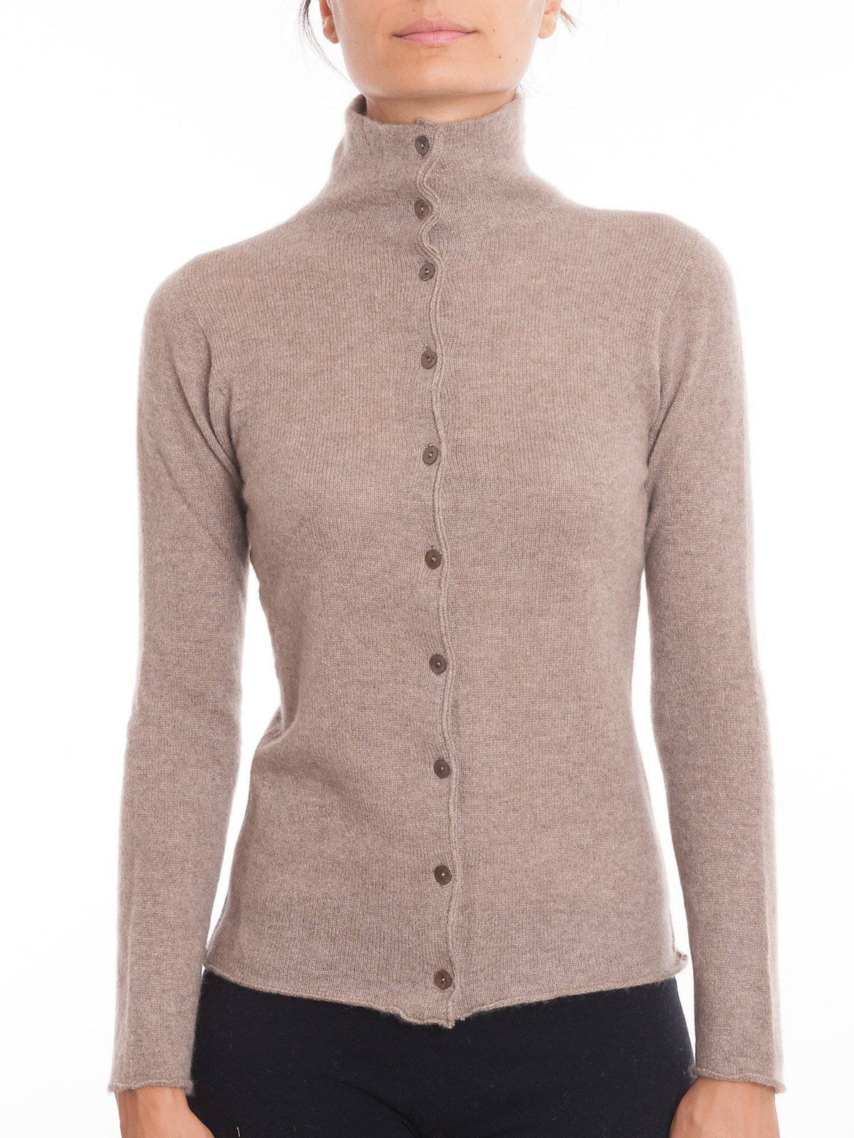 Women's 100% cashmere mock neck bomber, colour Mink | Dalle Piane Cashmere