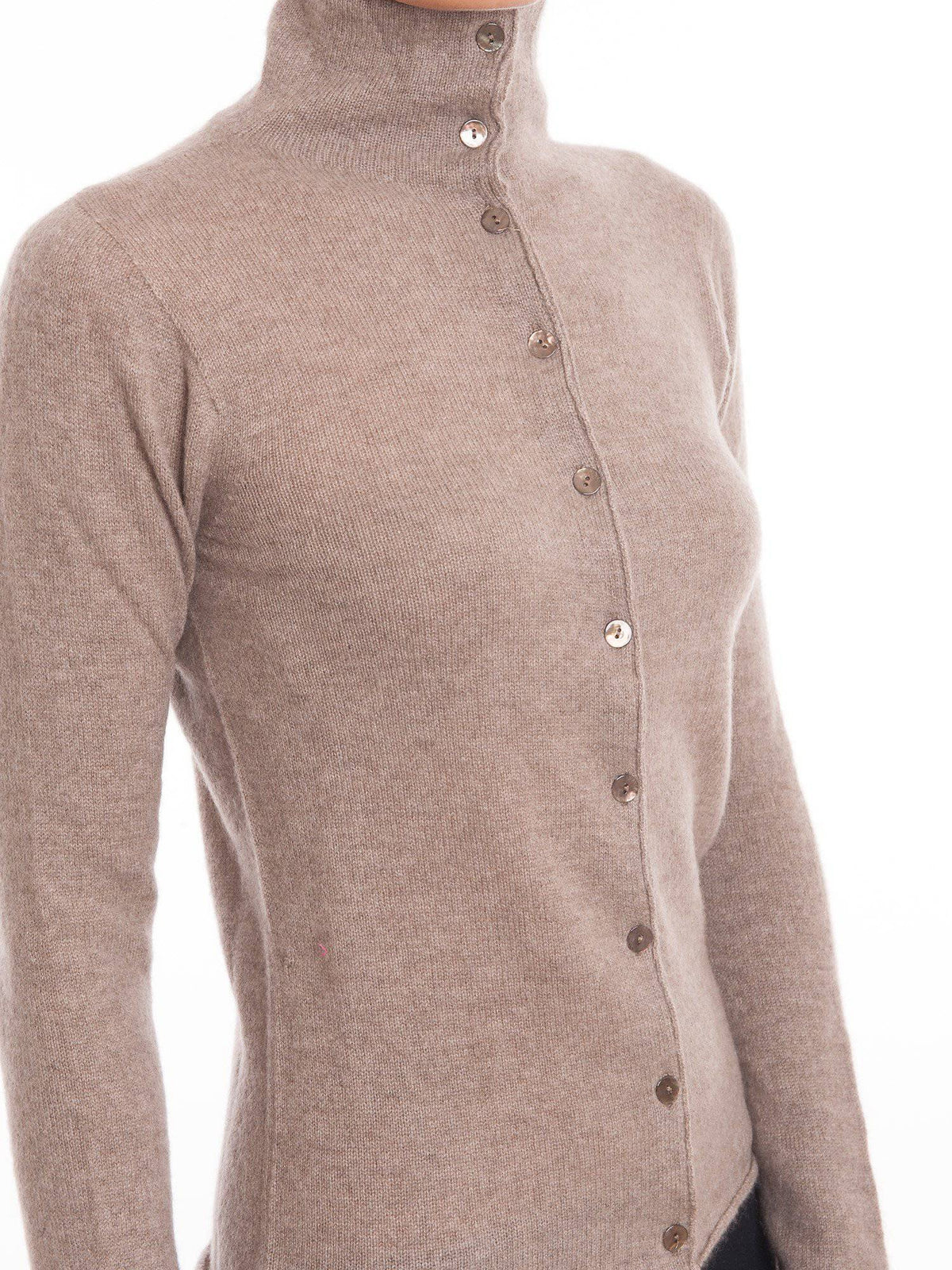 Women's 100% cashmere mock neck bomber, colour Mink, view 2 | Dalle Piane Cashmere