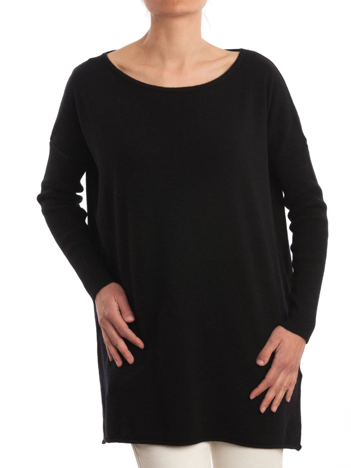 Women's cashmere blend oversized sweater, colour Black | Dalle Piane Cashmere