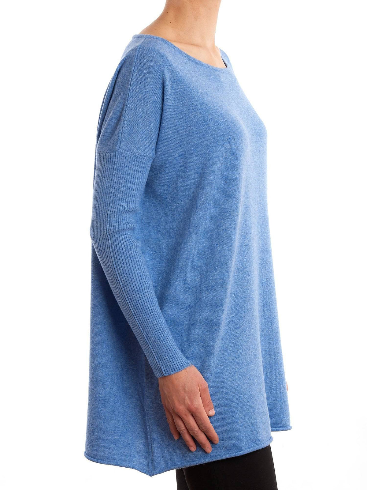 Women's cashmere blend oversized sweater, colour Light Blue, view 2 | Dalle Piane Cashmere