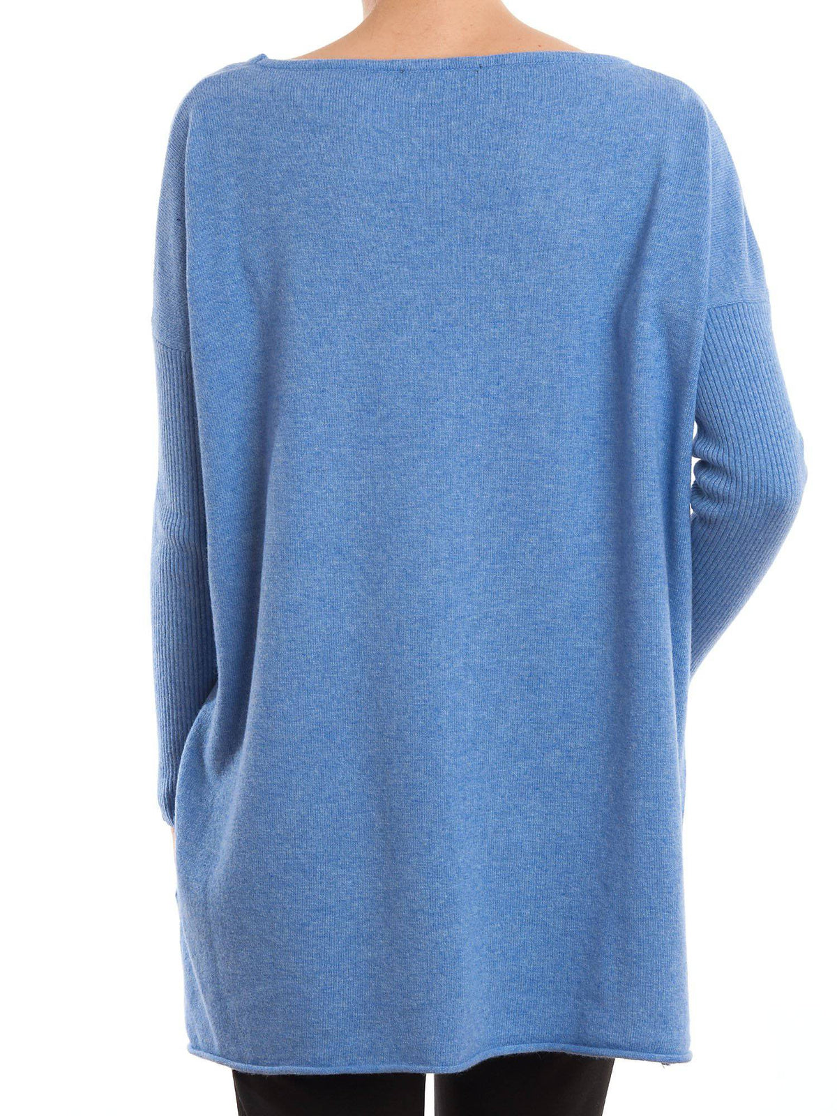 Women's cashmere blend oversized sweater, colour Light Blue, view 3 | Dalle Piane Cashmere