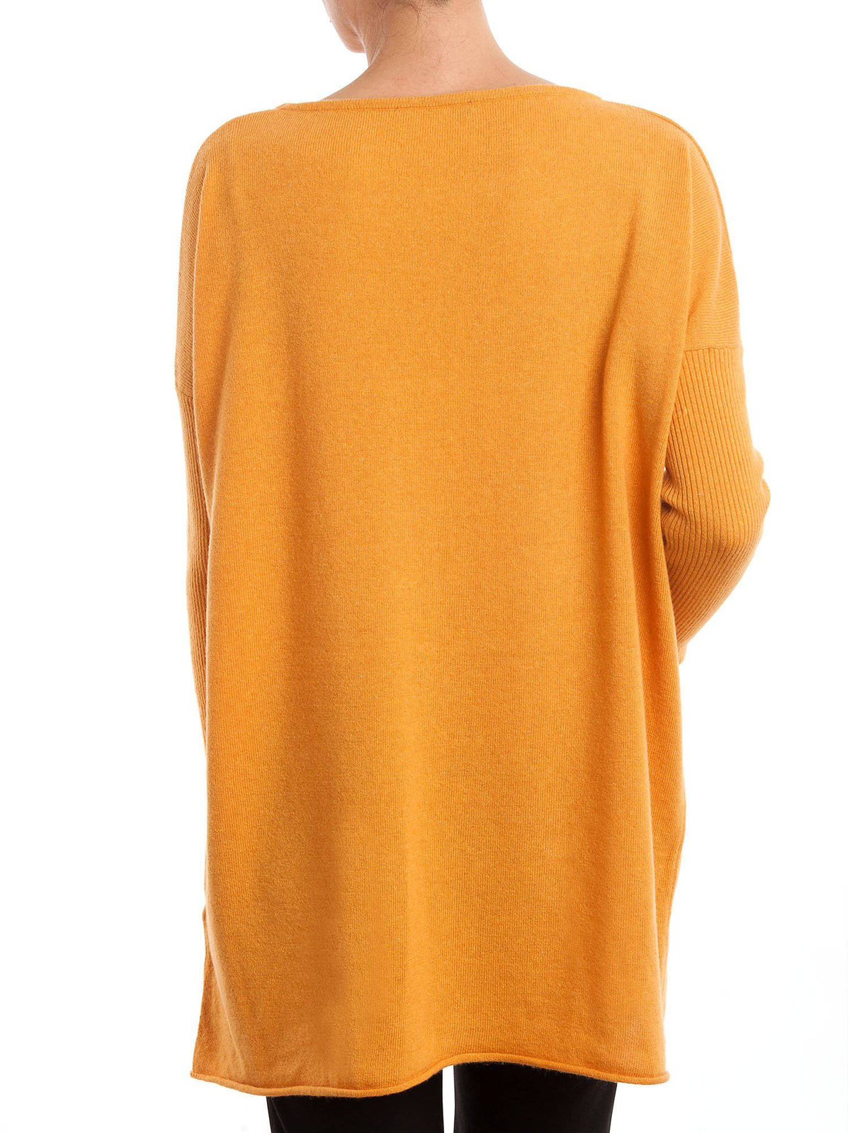 Women's cashmere blend oversized sweater, colour Yellow, view 3 | Dalle Piane Cashmere