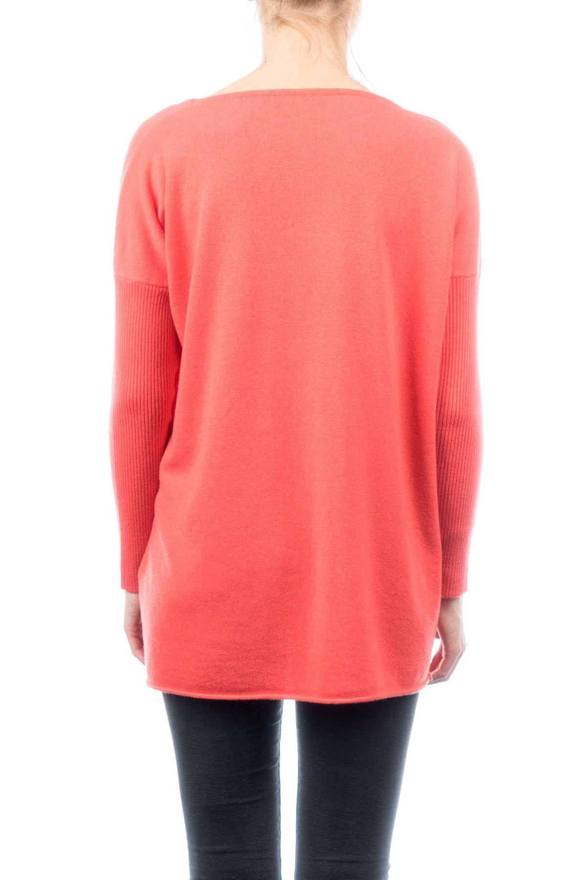 Women's cashmere blend oversized sweater, colour Orange, view 3 | Dalle Piane Cashmere