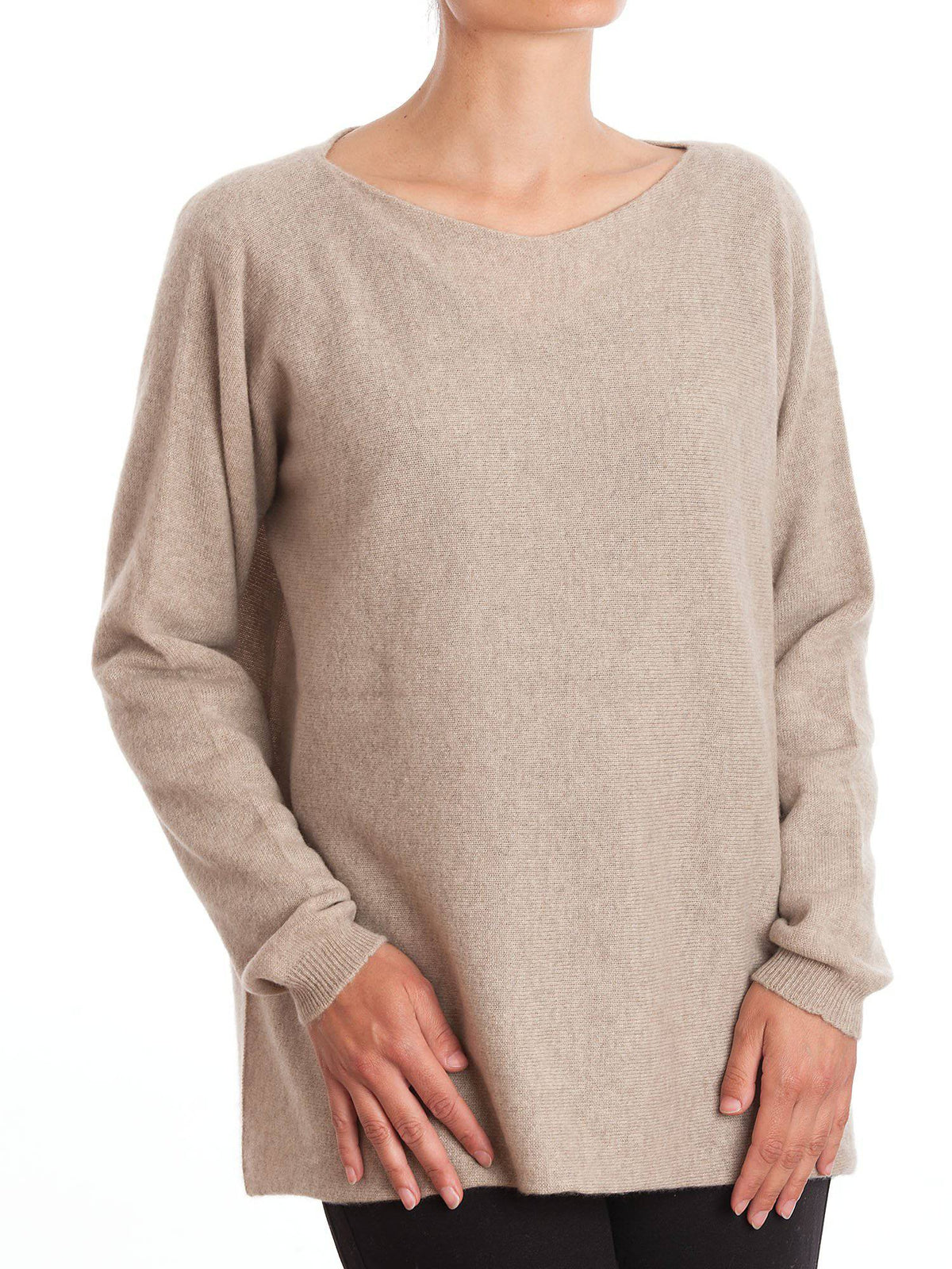 Women's 100% cashmere oversized sweater, colour Beige | Dalle Piane Cashmere