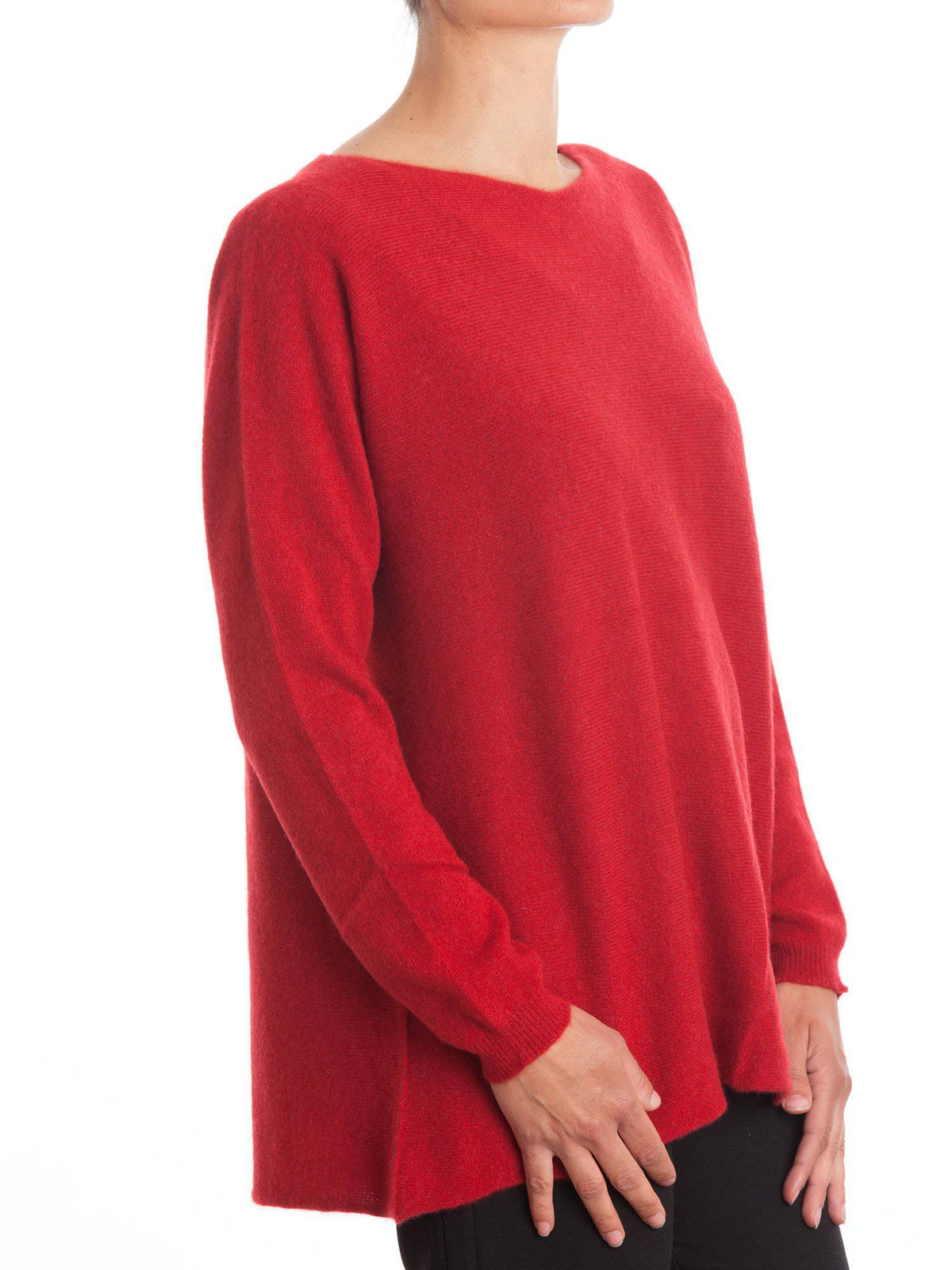 Women's 100% cashmere oversized sweater, colour Red, view 3 | Dalle Piane Cashmere