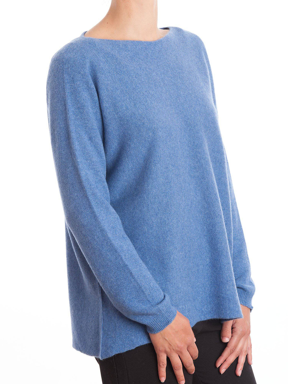 Women's 100% cashmere oversized sweater, colour Light Blue, view 2 | Dalle Piane Cashmere