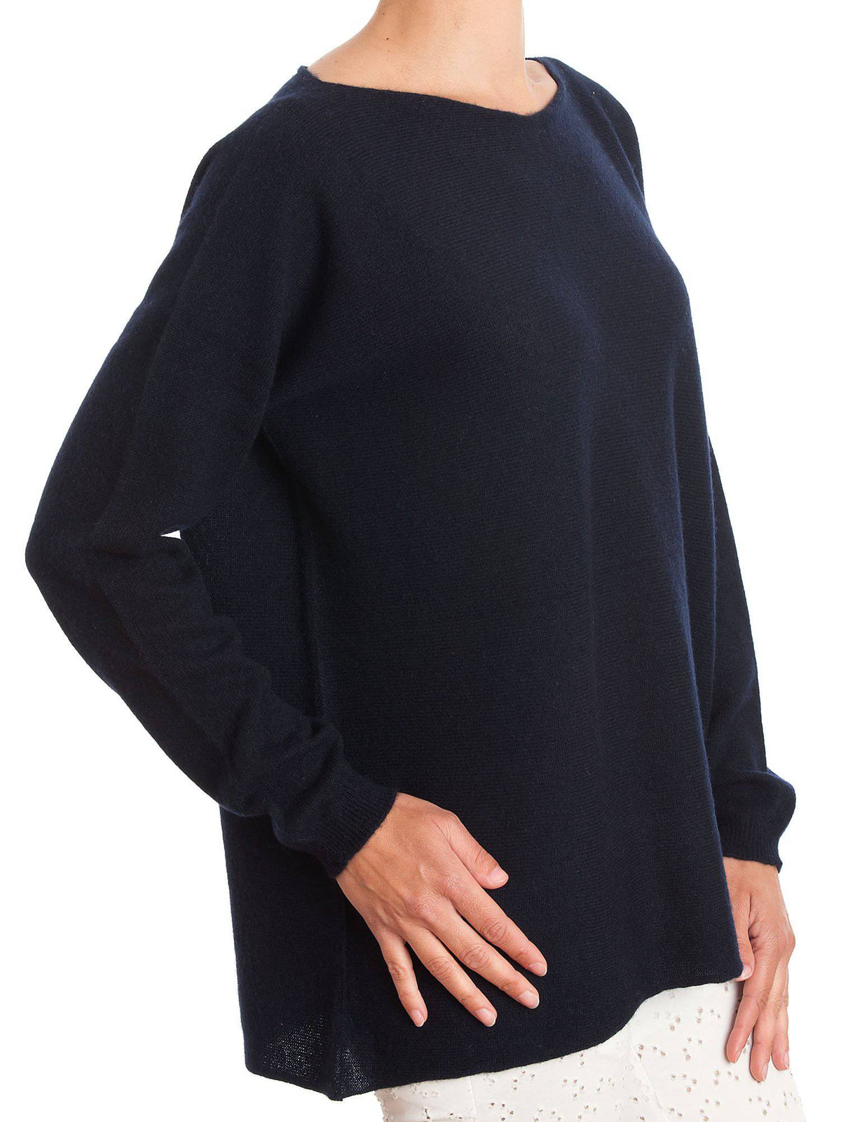 Women's 100% cashmere oversized sweater, colour Black, view 2 | Dalle Piane Cashmere