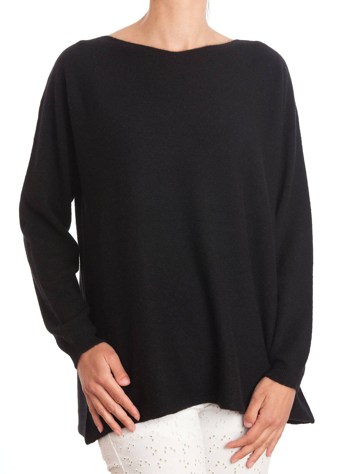 Women's 100% cashmere oversized sweater, colour Black | Dalle Piane Cashmere