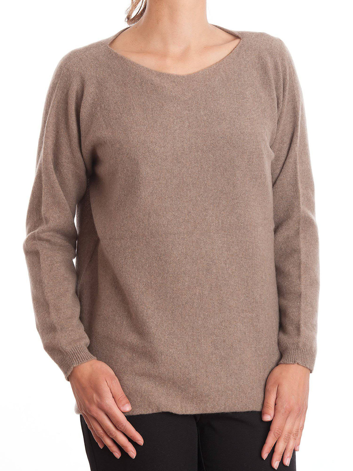 Women's 100% cashmere oversized sweater, colour Mink | Dalle Piane Cashmere