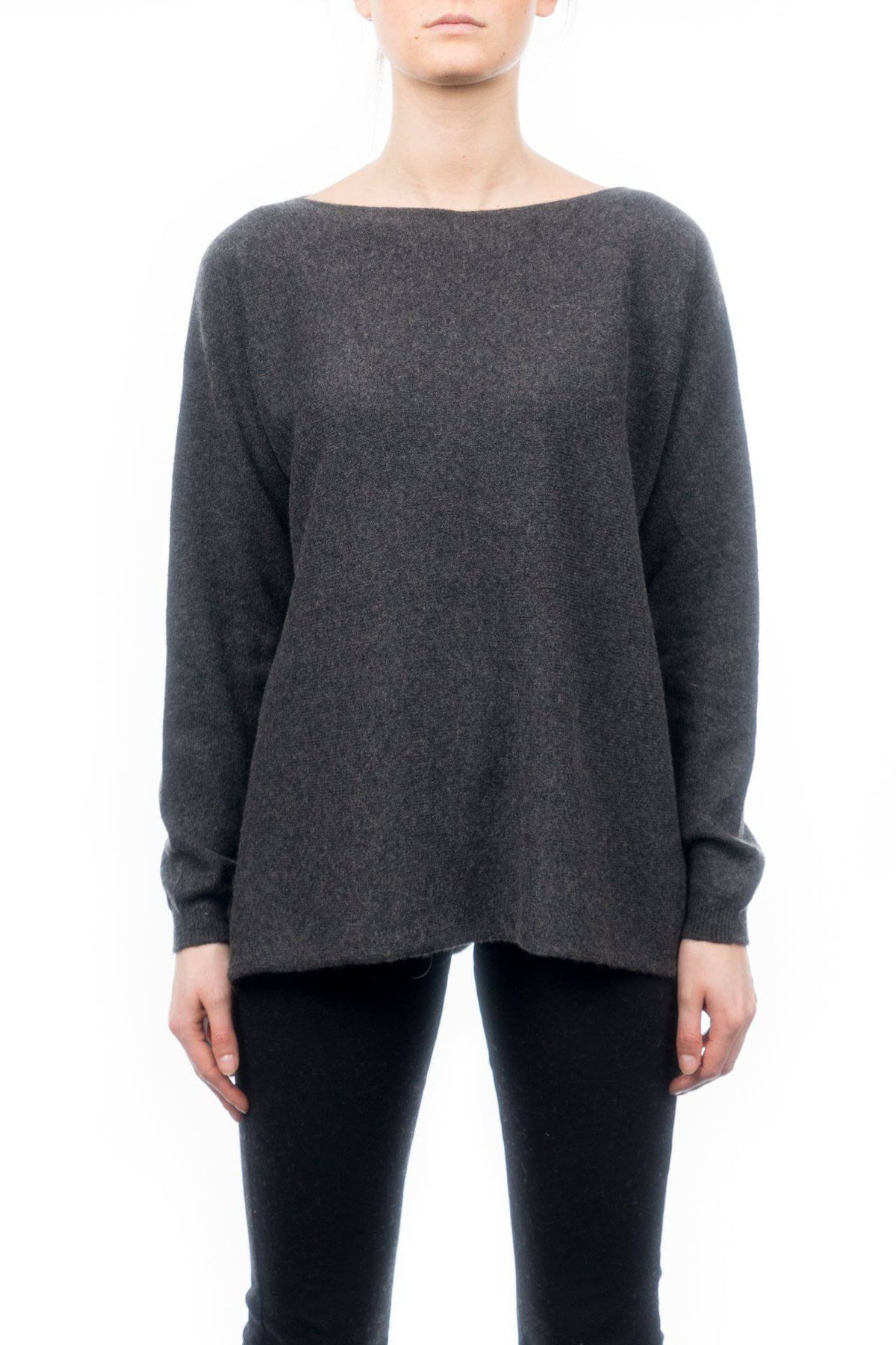 Women's 100% cashmere oversized sweater, colour Anthracite | Dalle Piane Cashmere