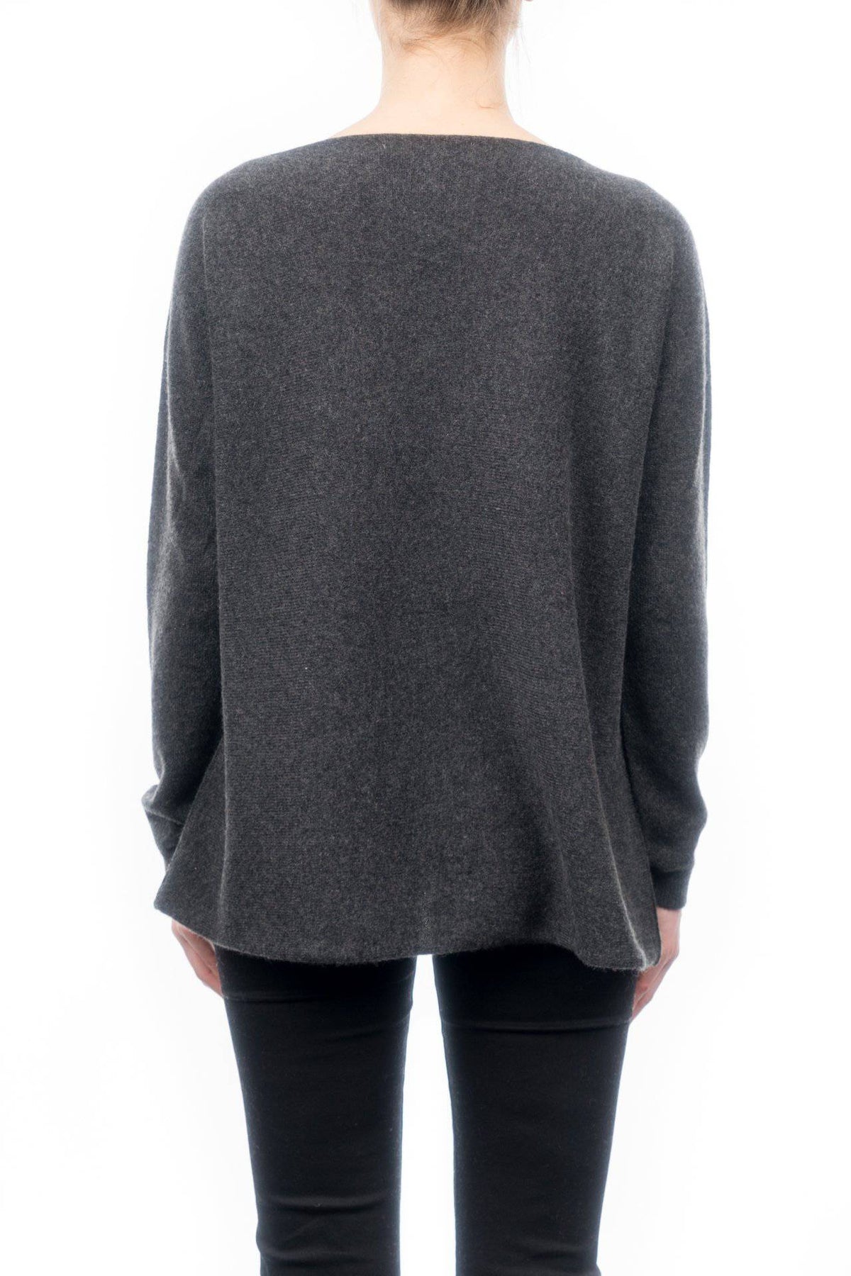 Women's 100% cashmere oversized sweater, colour Anthracite, view 3 | Dalle Piane Cashmere