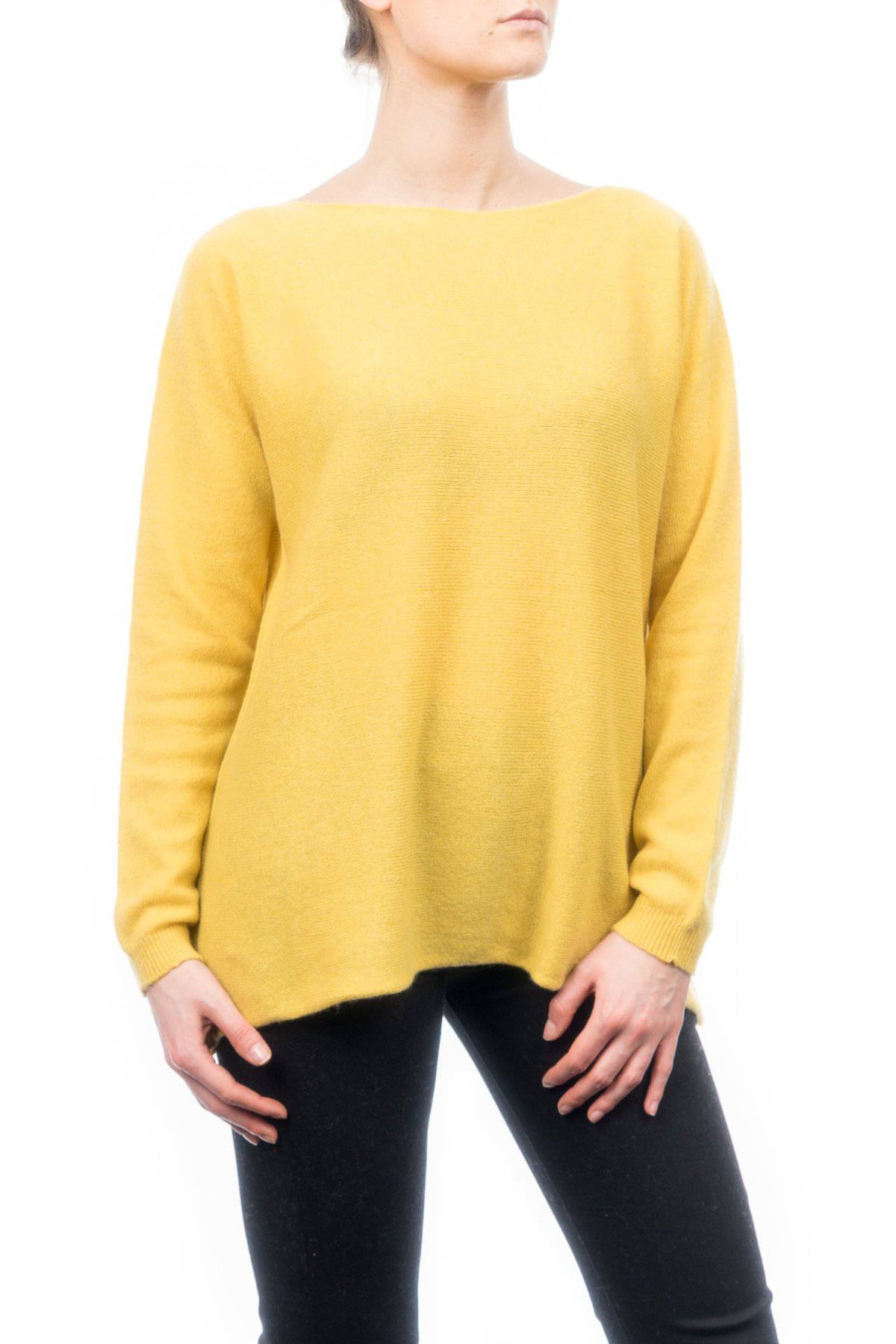 Women's 100% cashmere oversized sweater, colour Yellow, view 2 | Dalle Piane Cashmere
