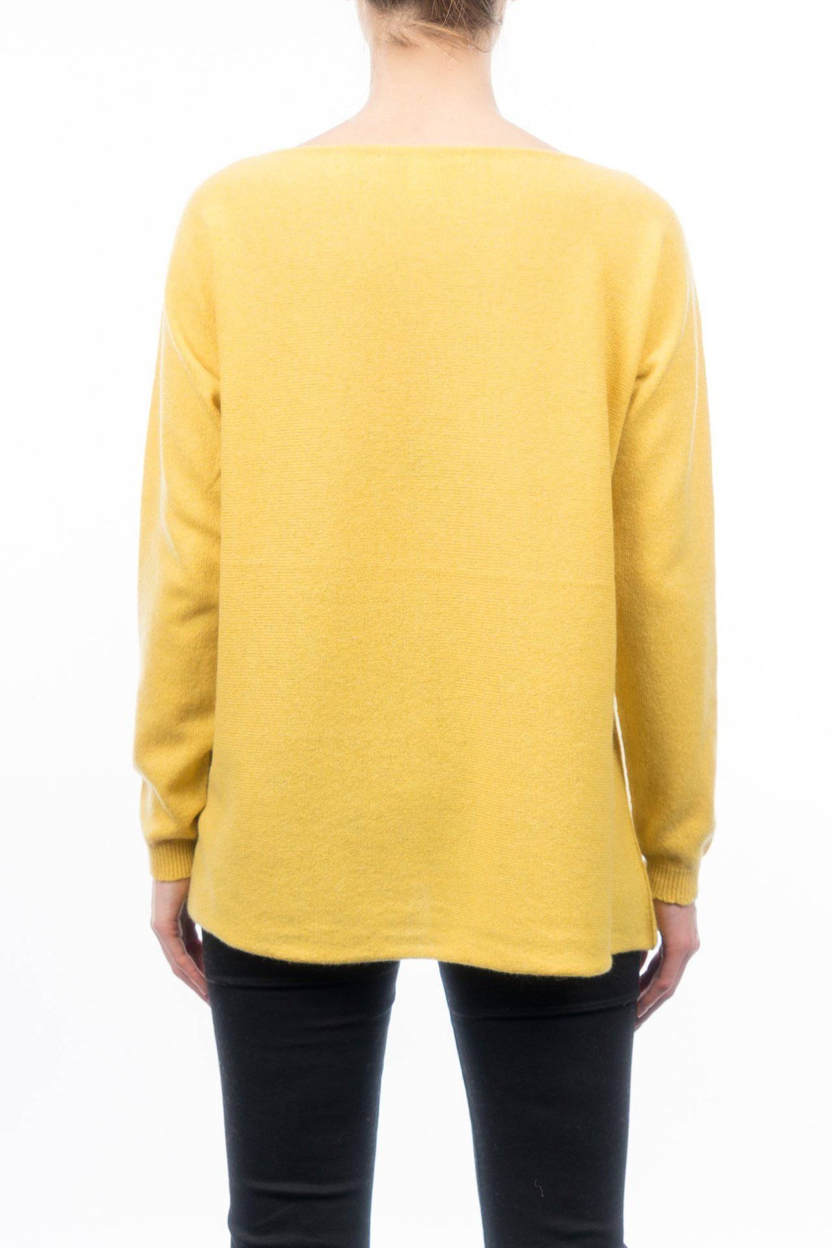 Women's 100% cashmere oversized sweater, colour Yellow, view 3 | Dalle Piane Cashmere